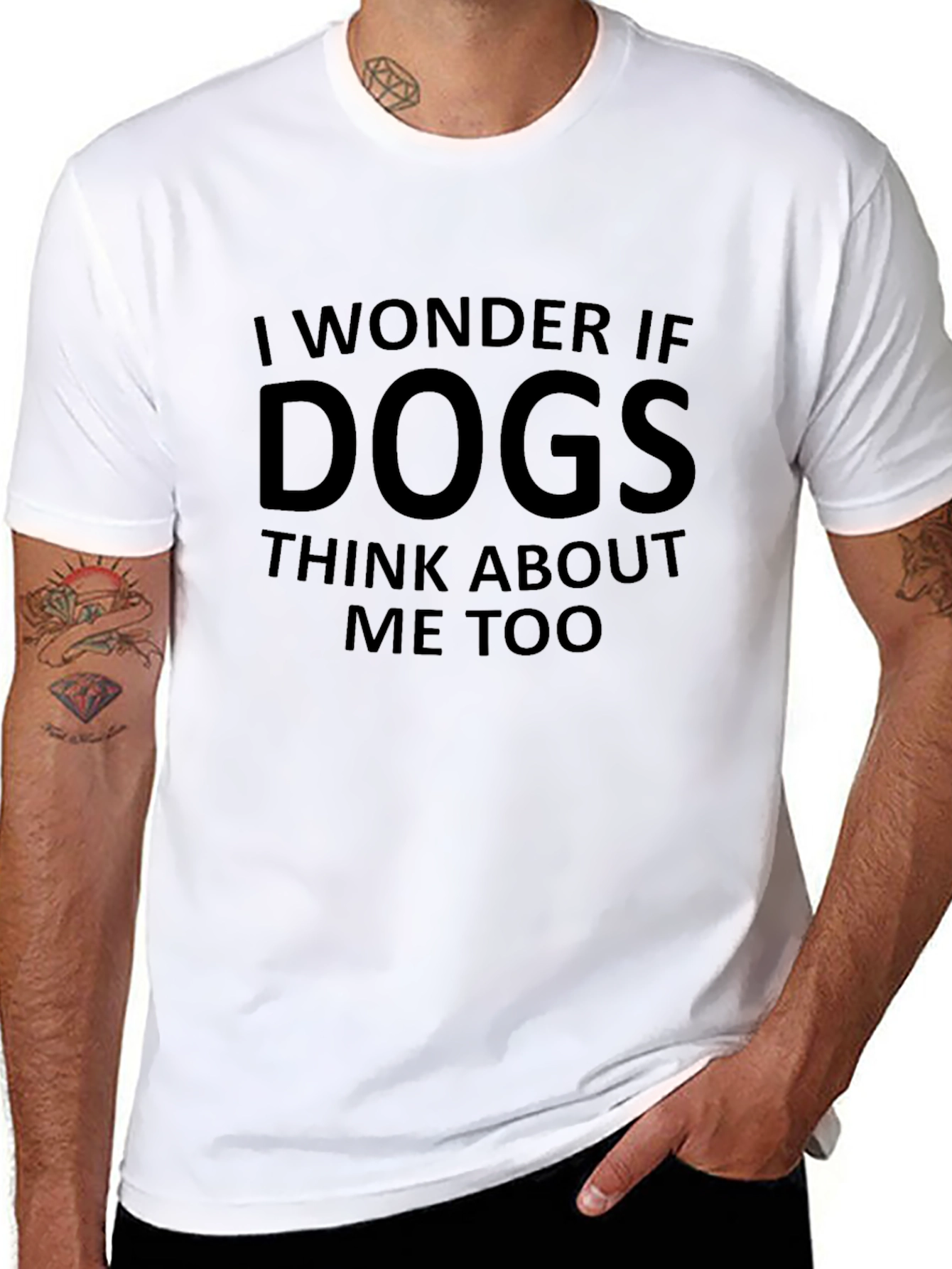 Black Dog Lover T-Shirt: "I Wonder If Dogs Think About Me Too" view 8