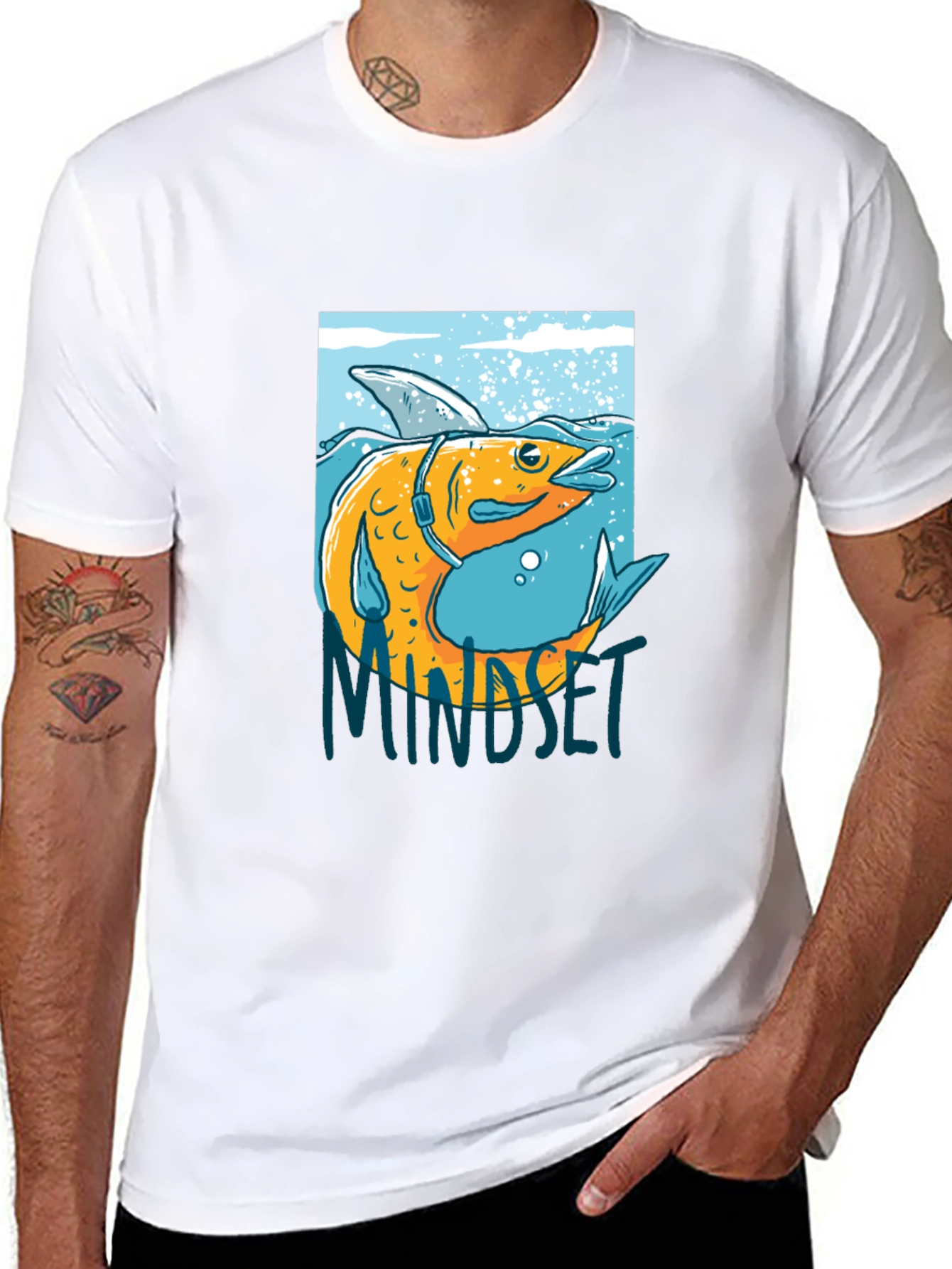 Black Fish Mindset Graphic Black T-Shirt view 8
