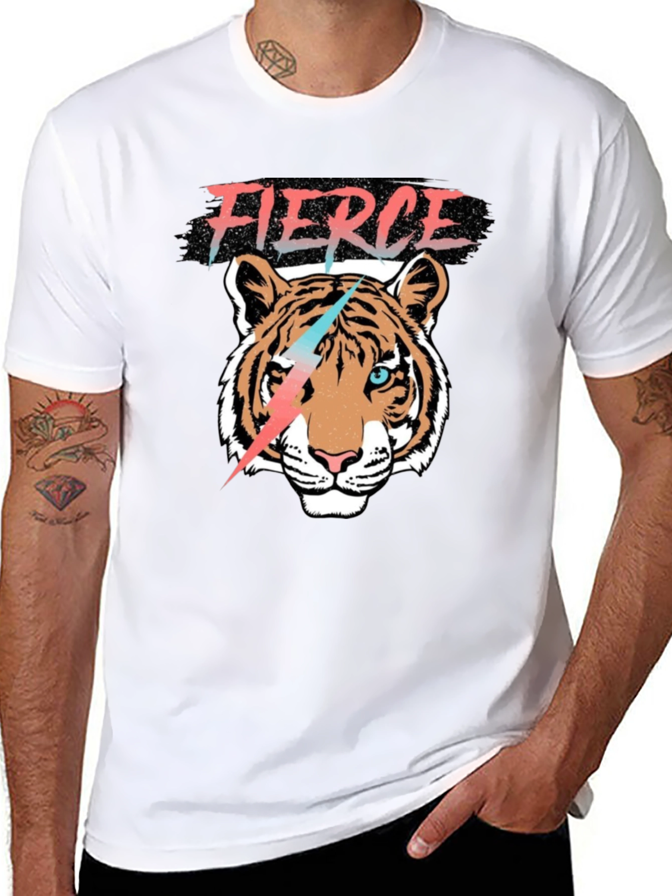 Black Fierce Tiger Graphic Tee view 8