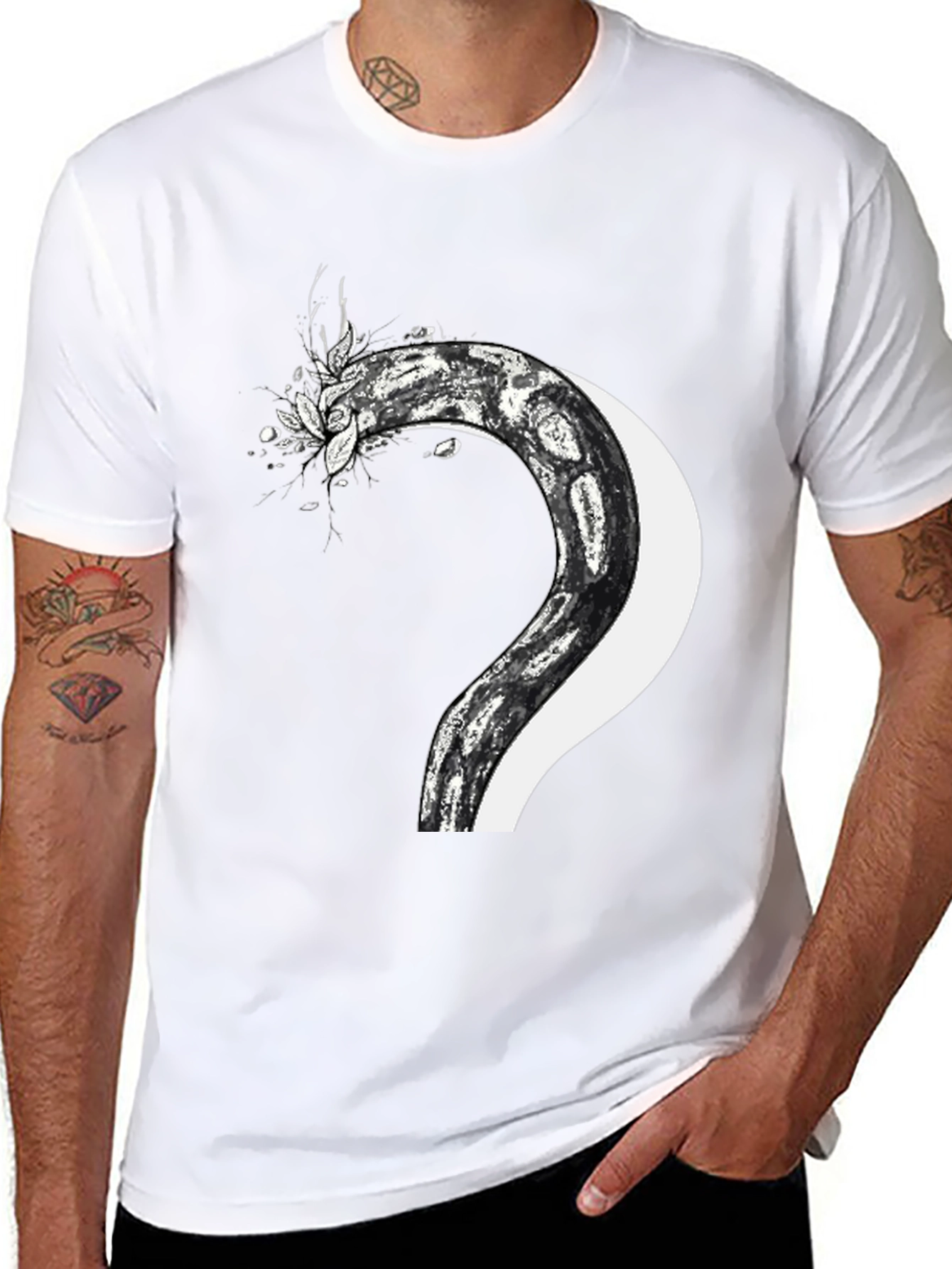 Black Serpent & Moon Graphic Tee - Men's Black T-Shirt view 8