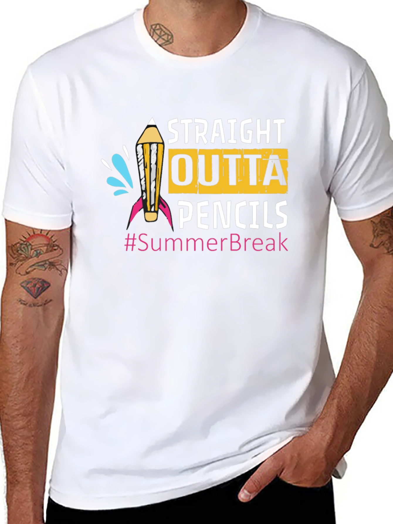 Black Straight Outta Pencils T-Shirt Summer Break Teacher view 8