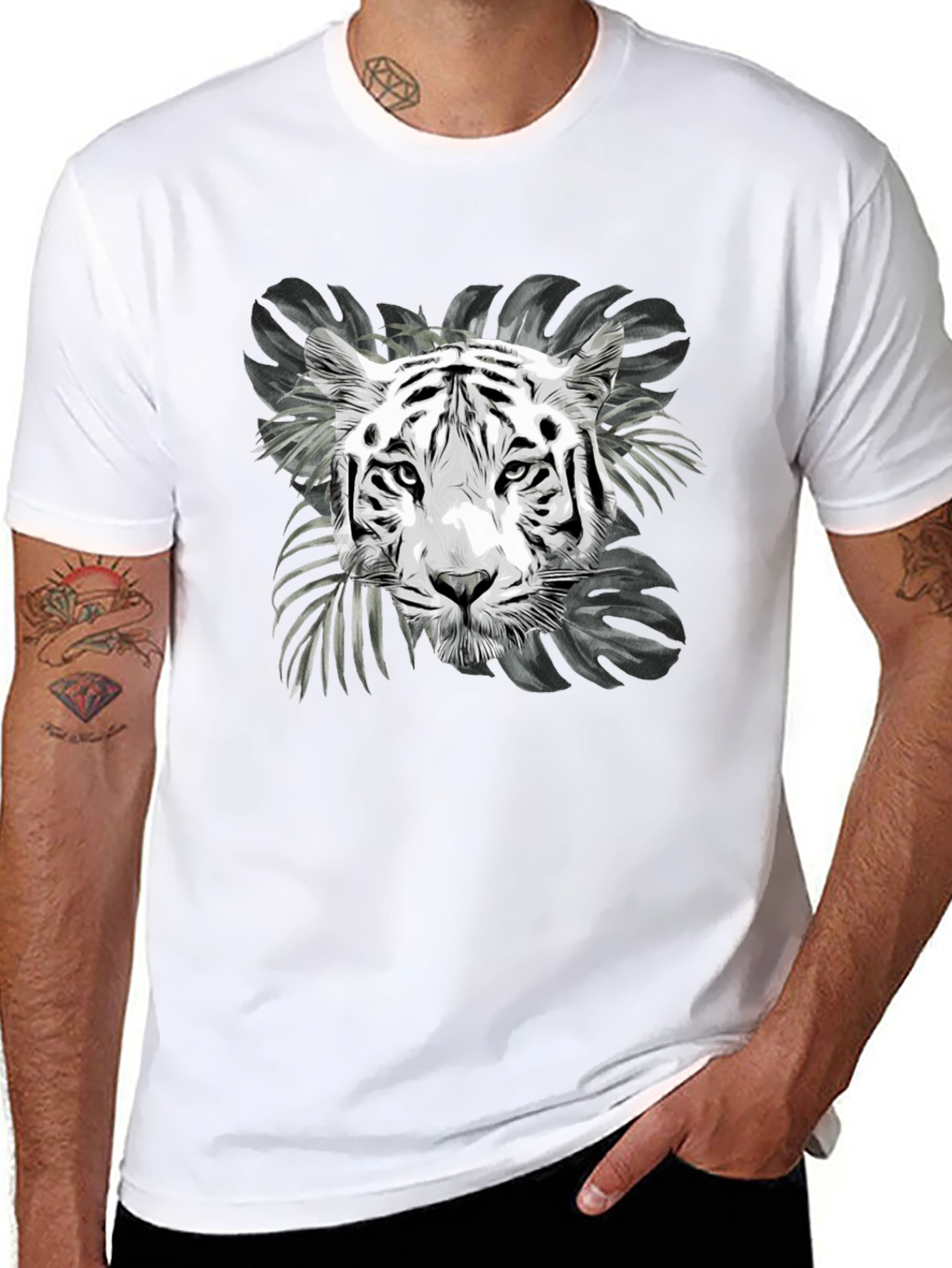 Black Tiger Graphic Print Black T-Shirt view 8