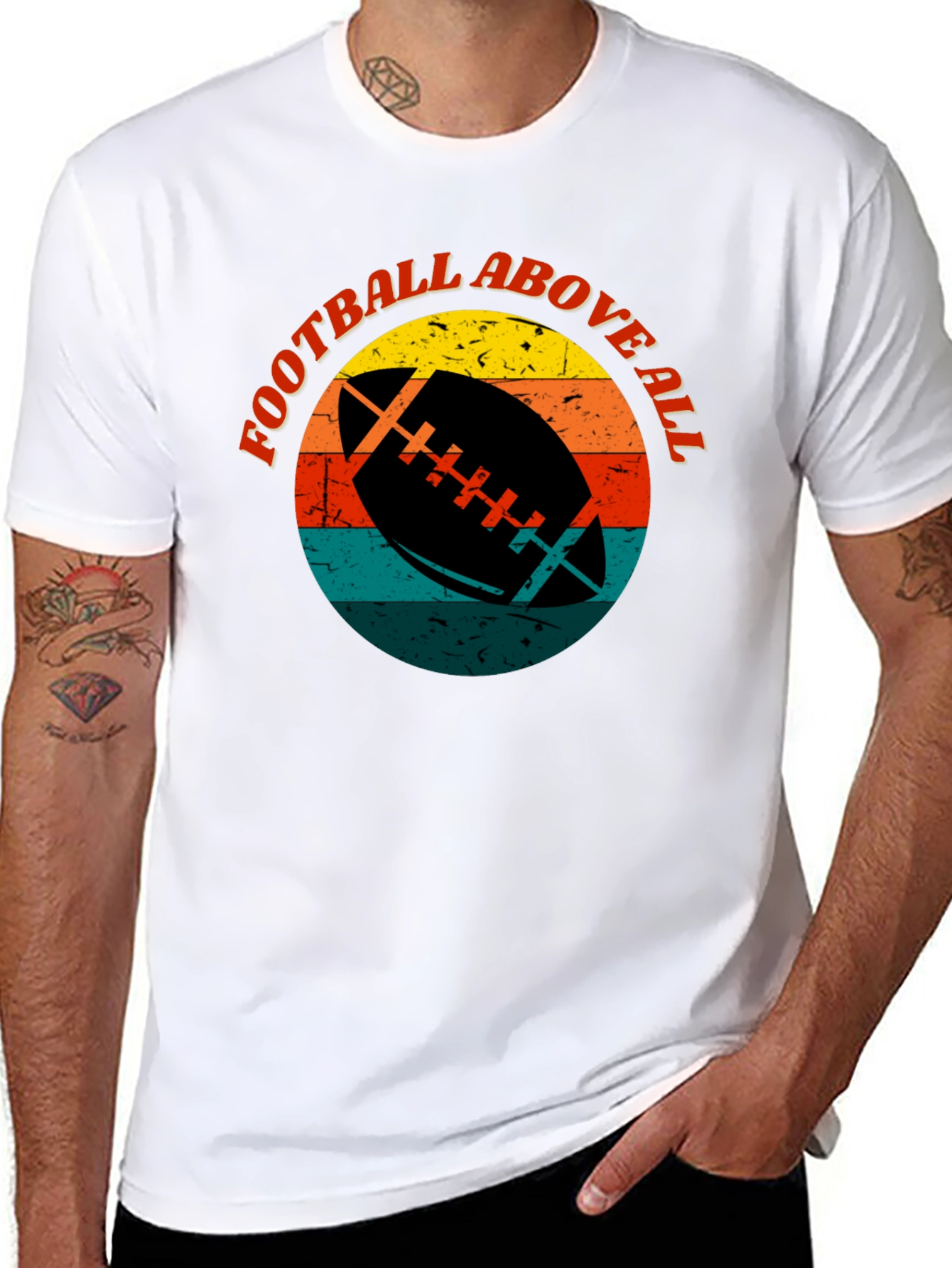Black Football Above All Retro Graphic T-Shirt view 8