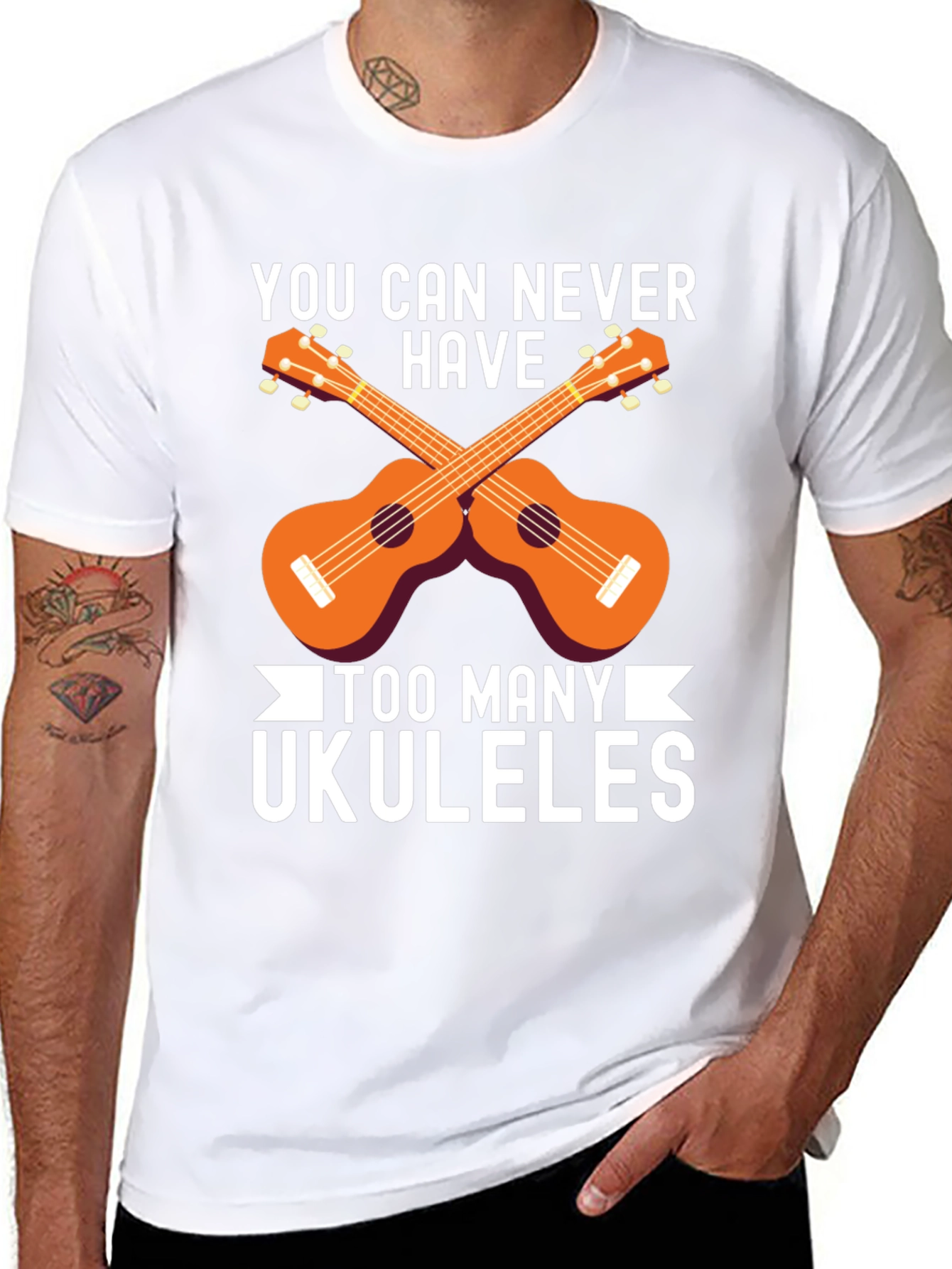 Black Ukulele Lover T-Shirt - Too Many Ukuleles view 8