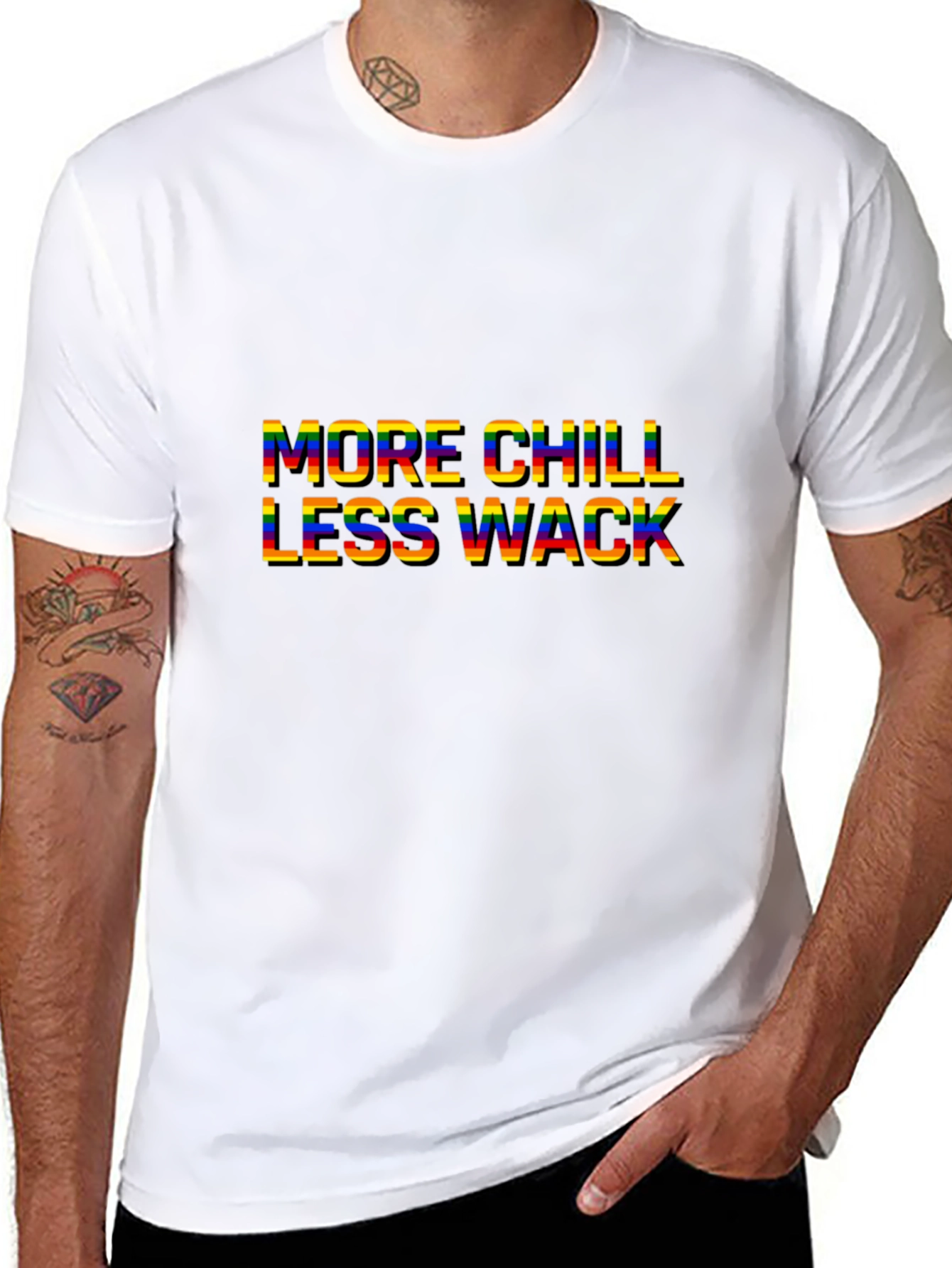 Black More Chill Less Wack Graphic Tee view 8