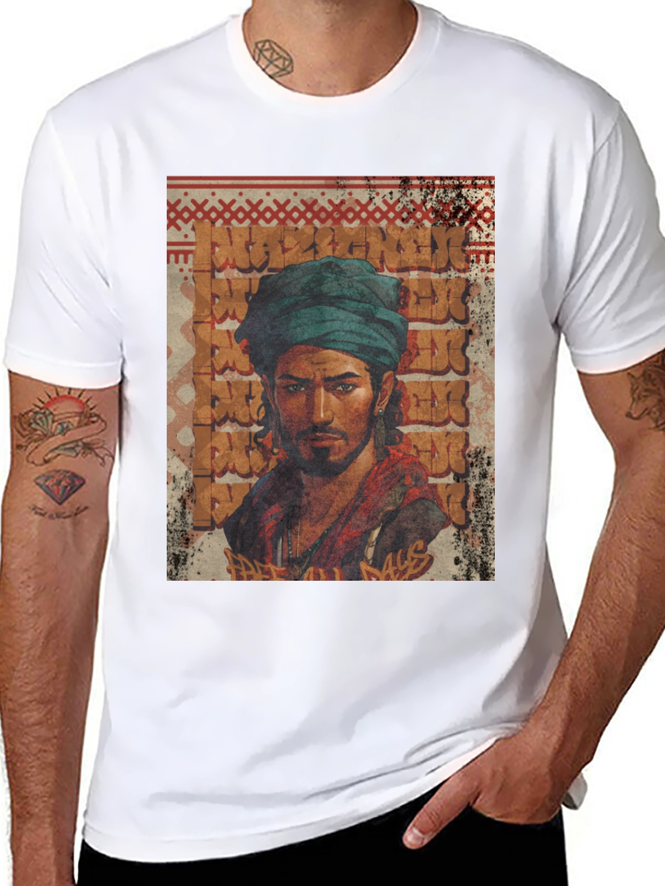 Black Urban Turban Graphic Tee - Cool Streetwear Style view 8
