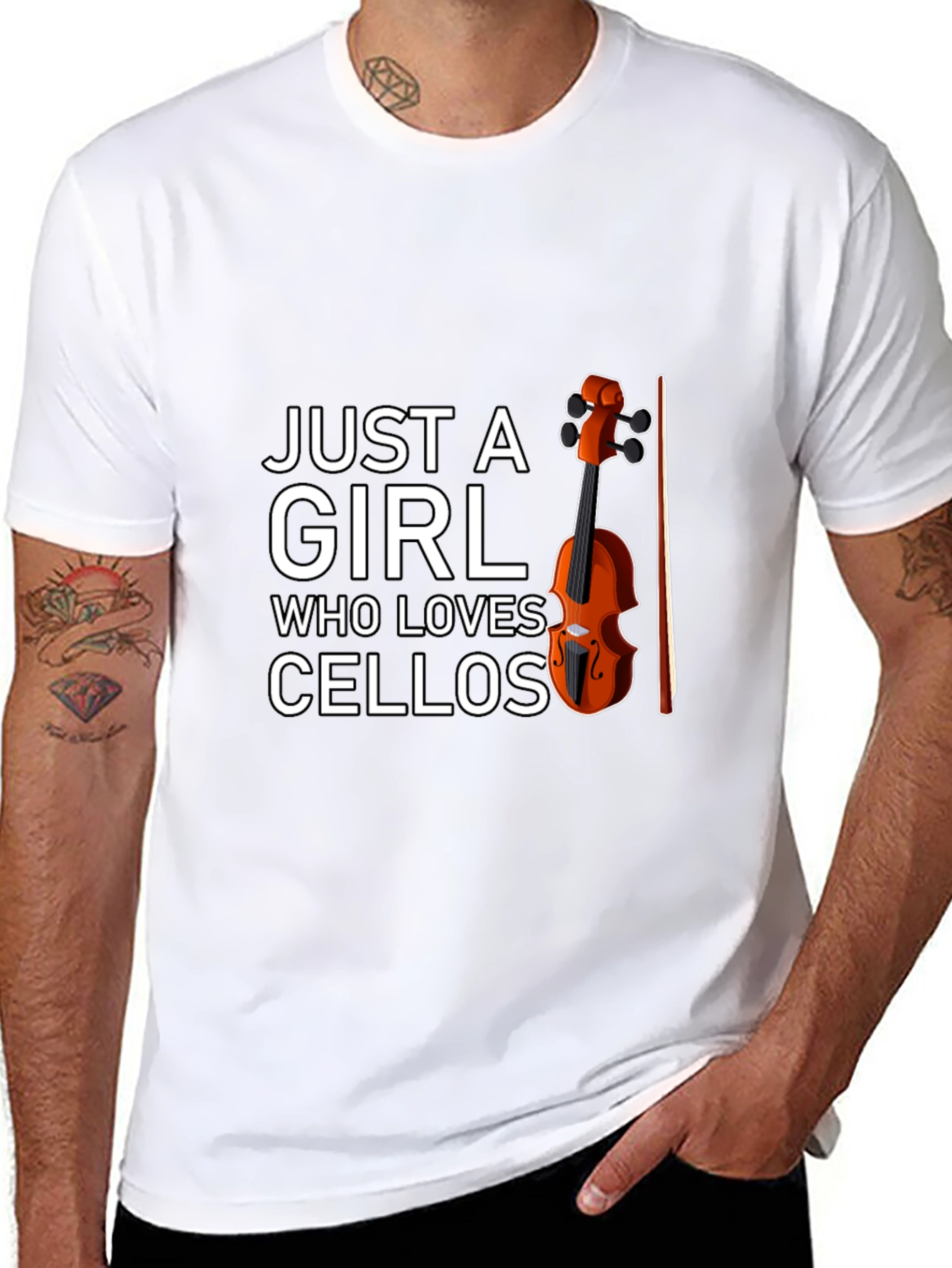 Black Just A Girl Who Loves Cellos T-Shirt - Music Lover Tee view 8