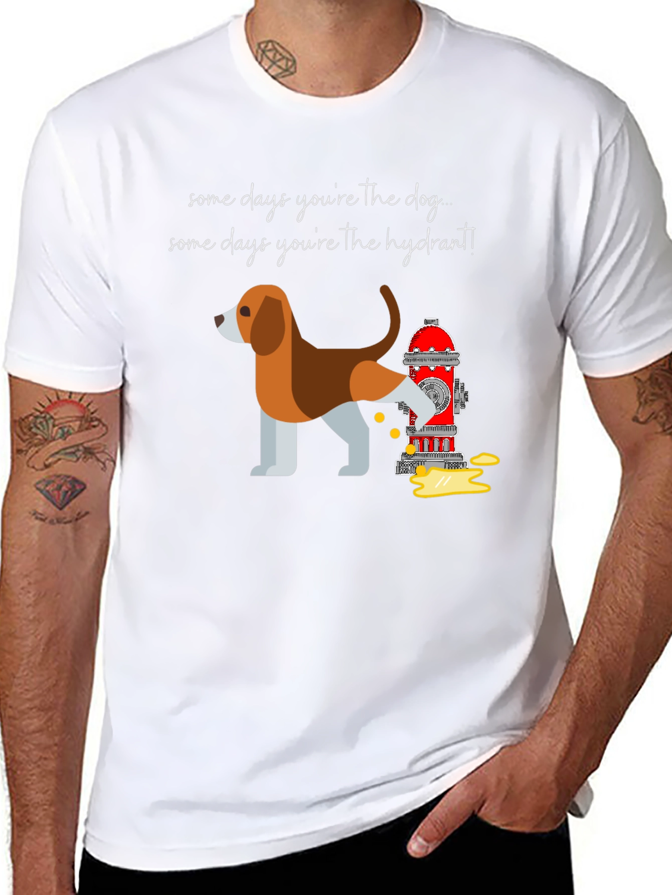 Black Dog and Hydrant Graphic T-Shirt - Funny & Stylish view 8