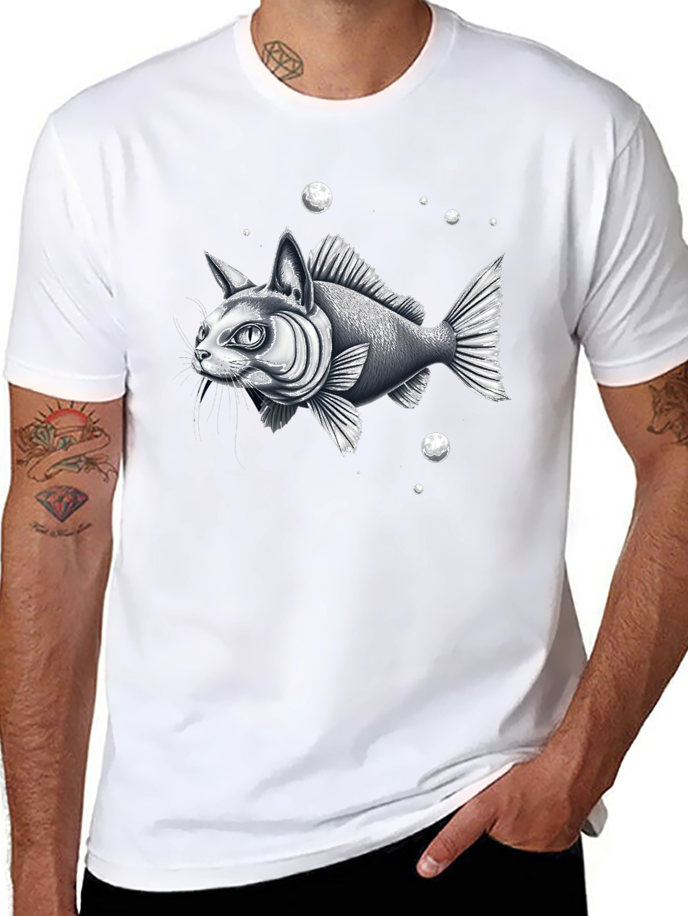 Black Catfish Graphic Tee - Unique Animal Hybrid Design view 8