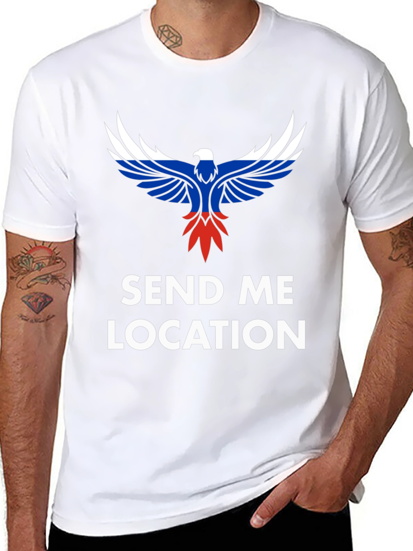 Black Send Me Location Tee - Patriotic Eagle Design view 8