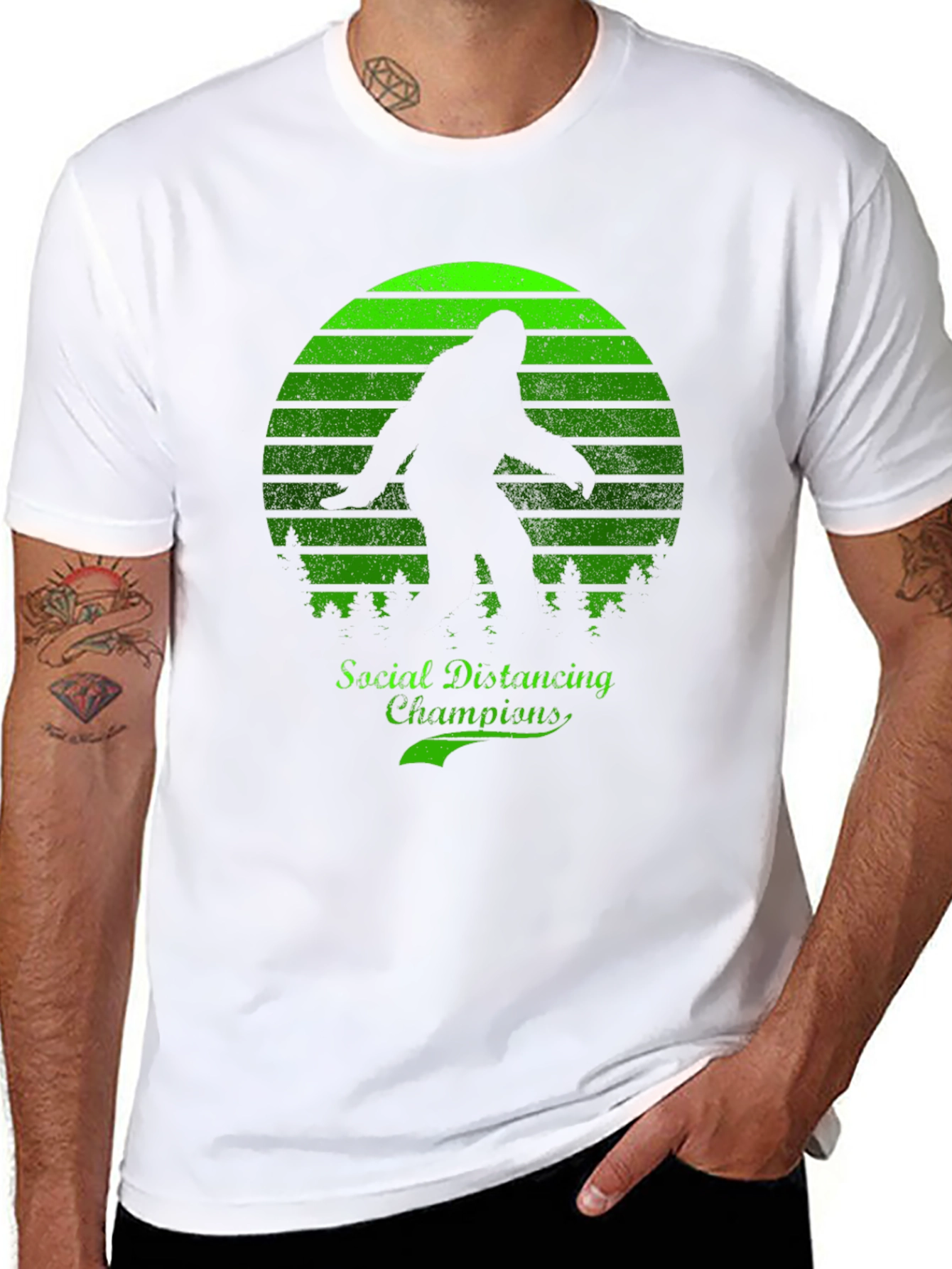 Black Social Distancing Champion Bigfoot T-Shirt view 8