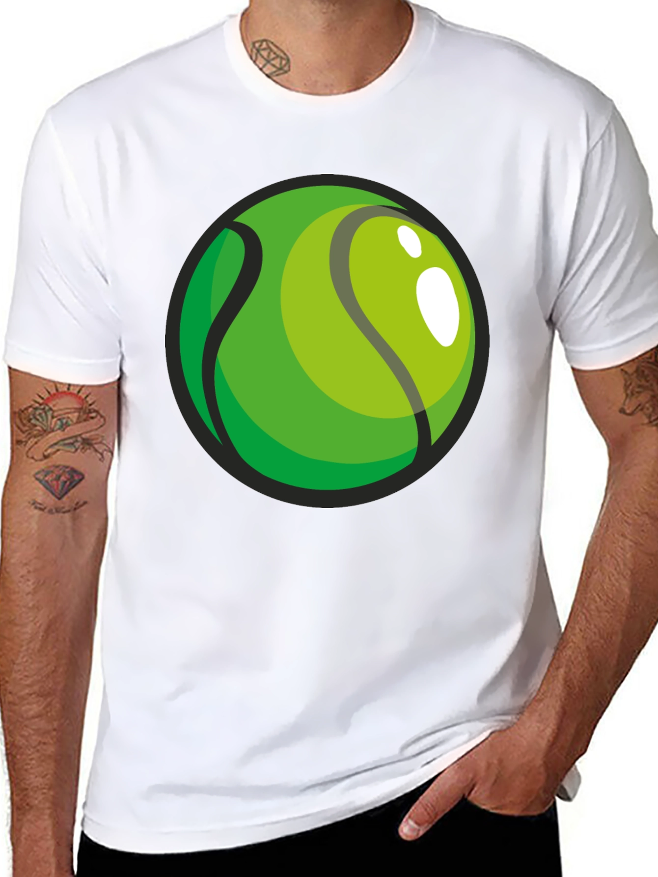 Black Tennis Ball Graphic Black T-Shirt view 8