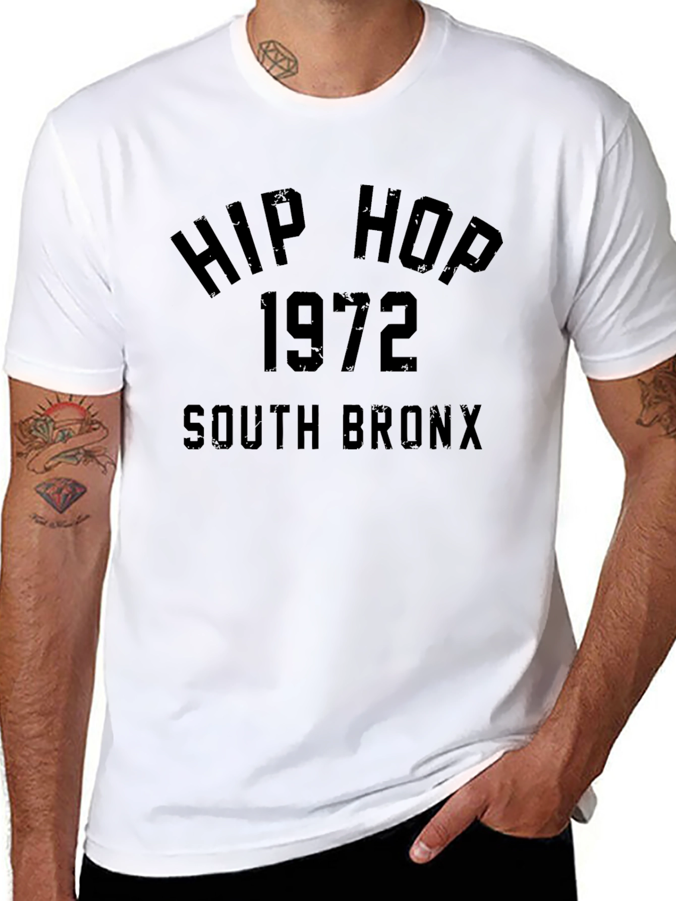 Black Hip Hop 1972 South Bronx Black Graphic T-Shirt view 8