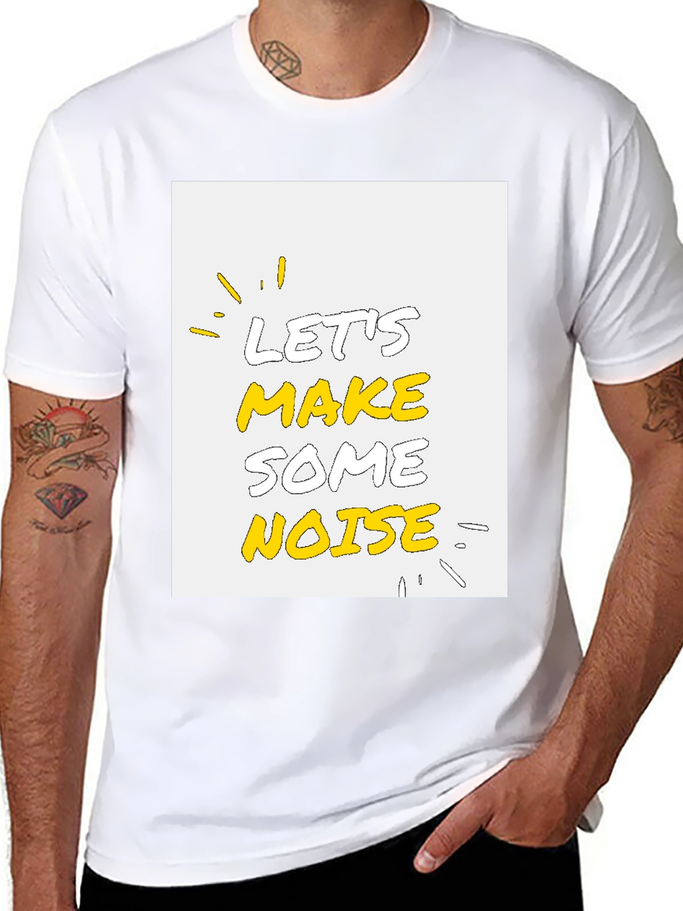 Black Let's Make Some Noise Graphic Tee - Black Cotton T-Shirt view 8