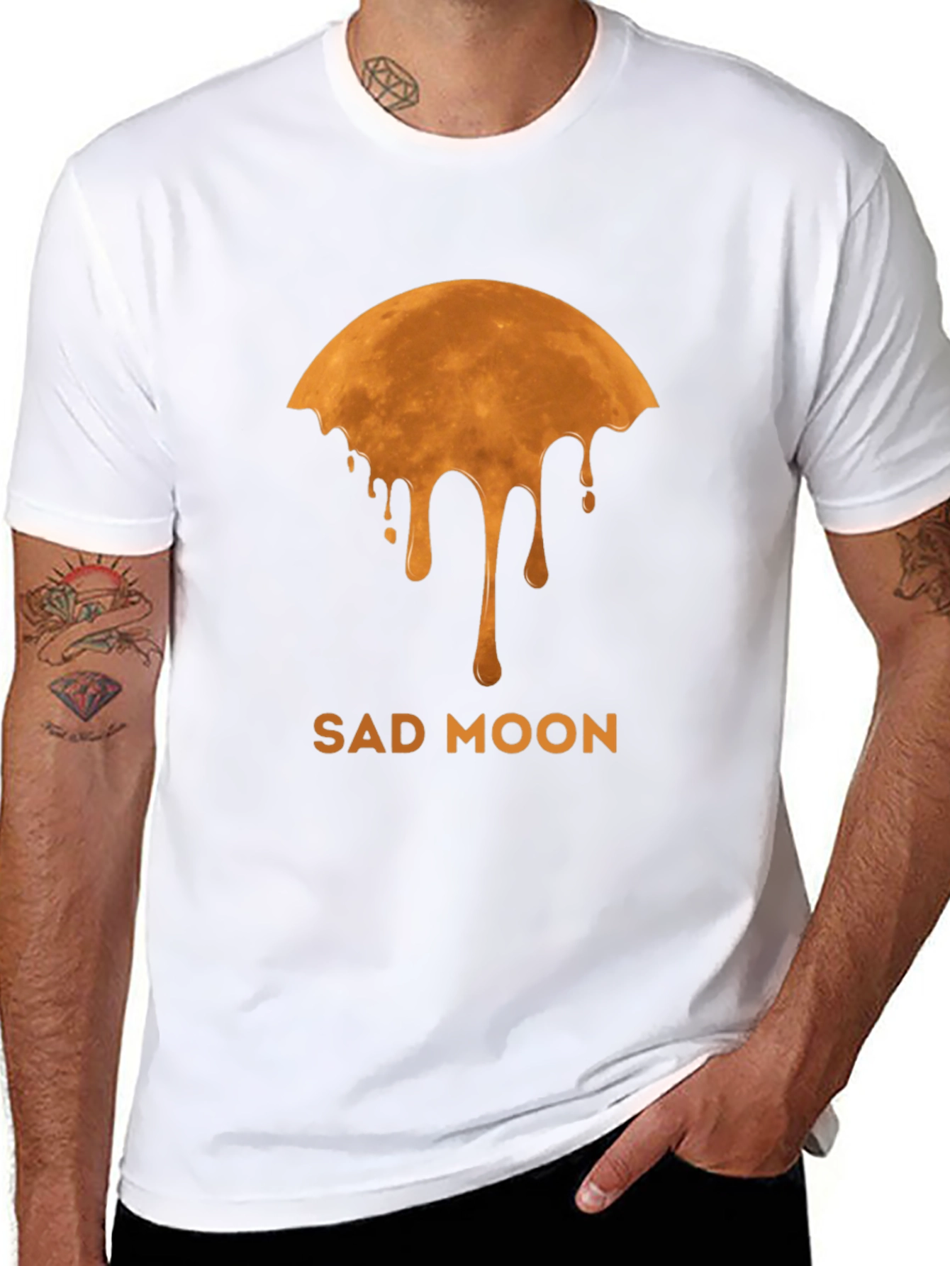 Black Sad Moon Graphic Tee - Unique Design view 8