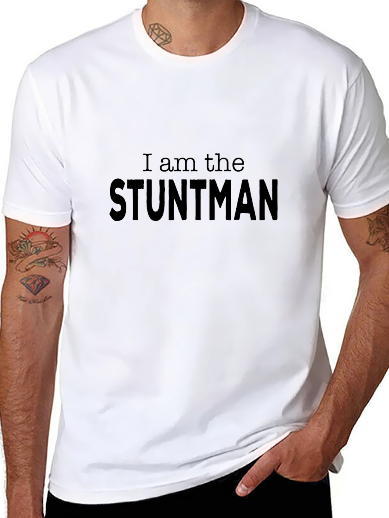 Black I Am the Stuntman Black T-Shirt view 8