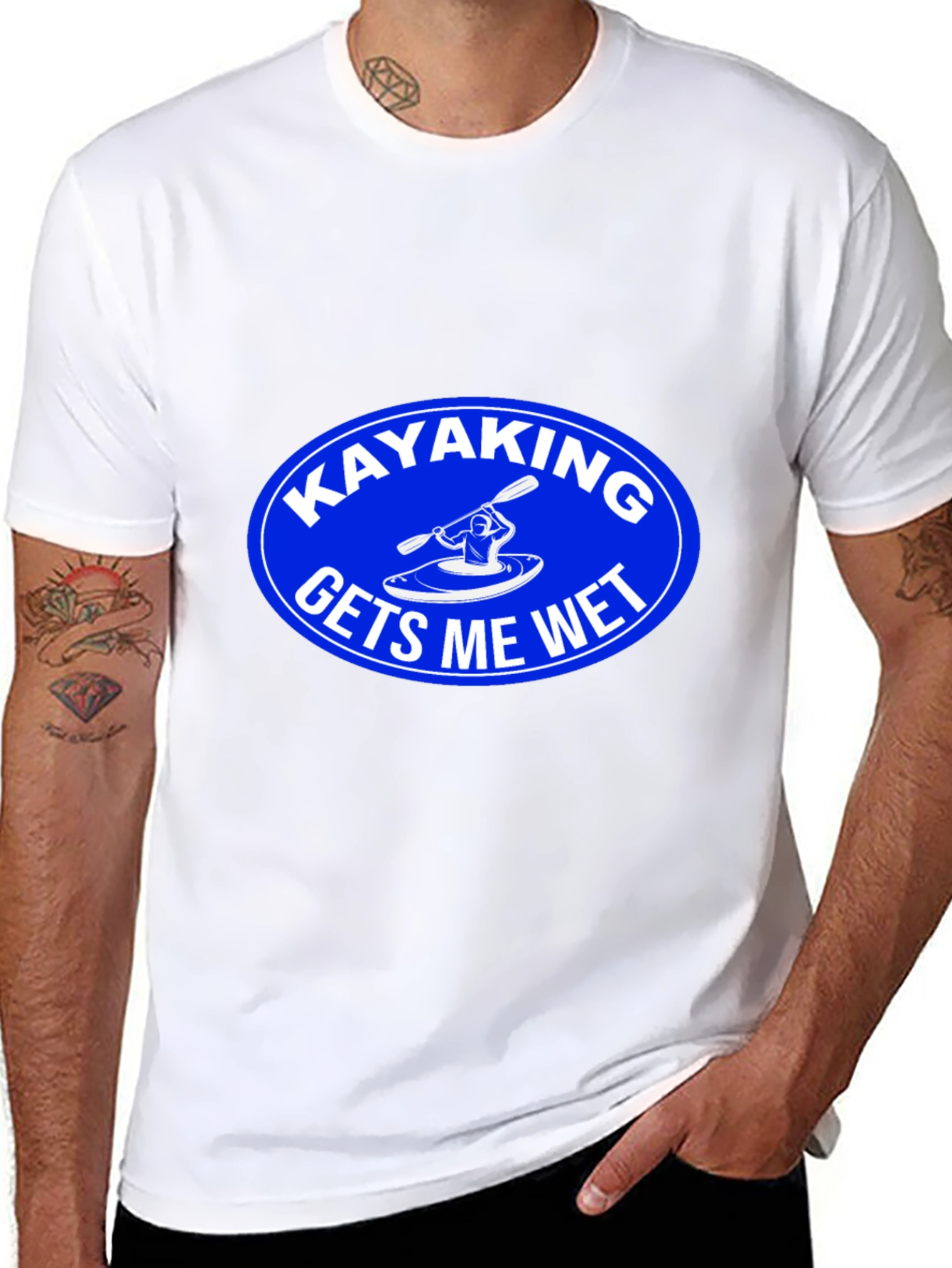 Black Kayaking Gets Me Wet Graphic T-Shirt view 8