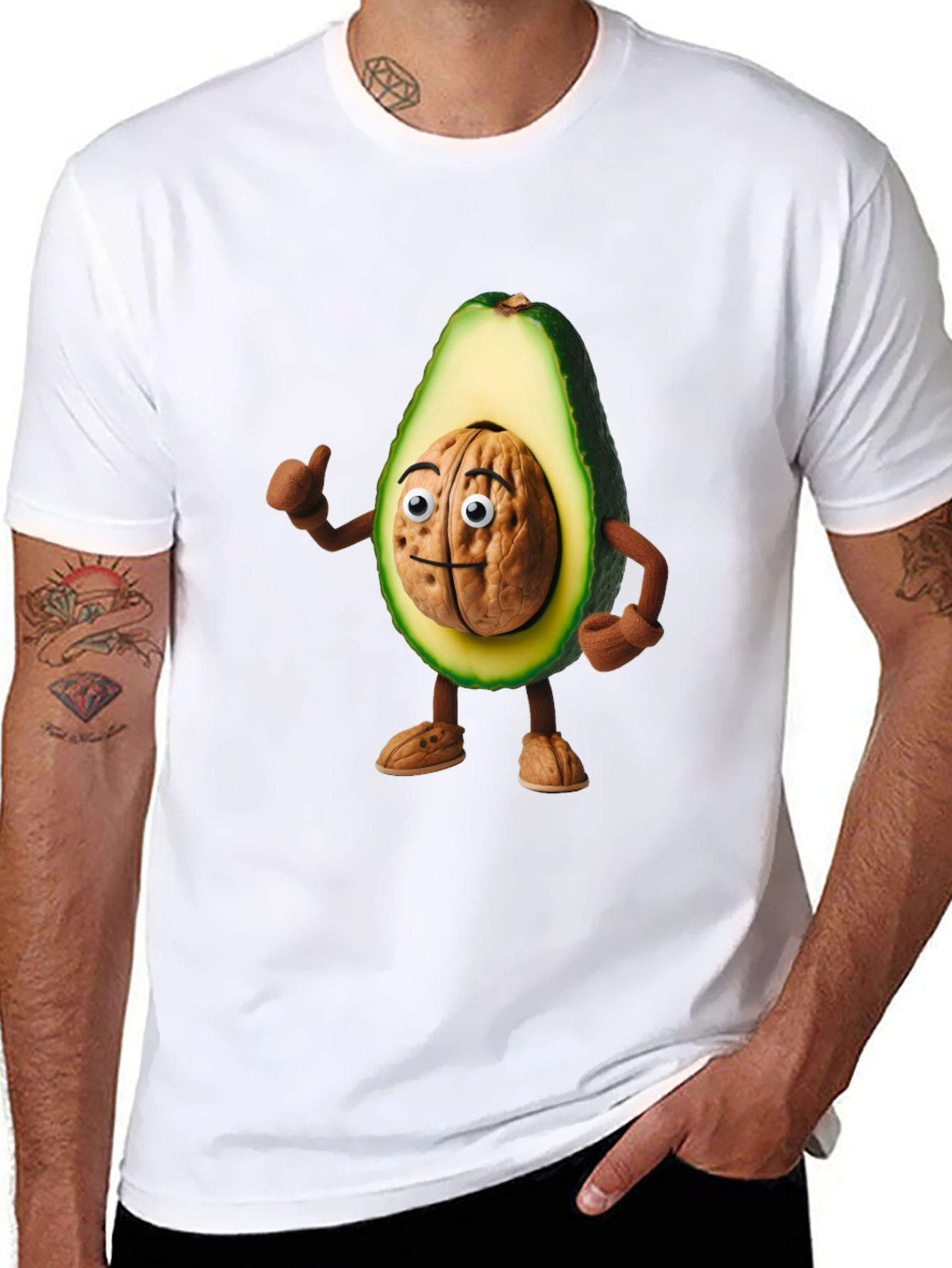 Black Avocado Brain Funny Graphic T-Shirt view 8