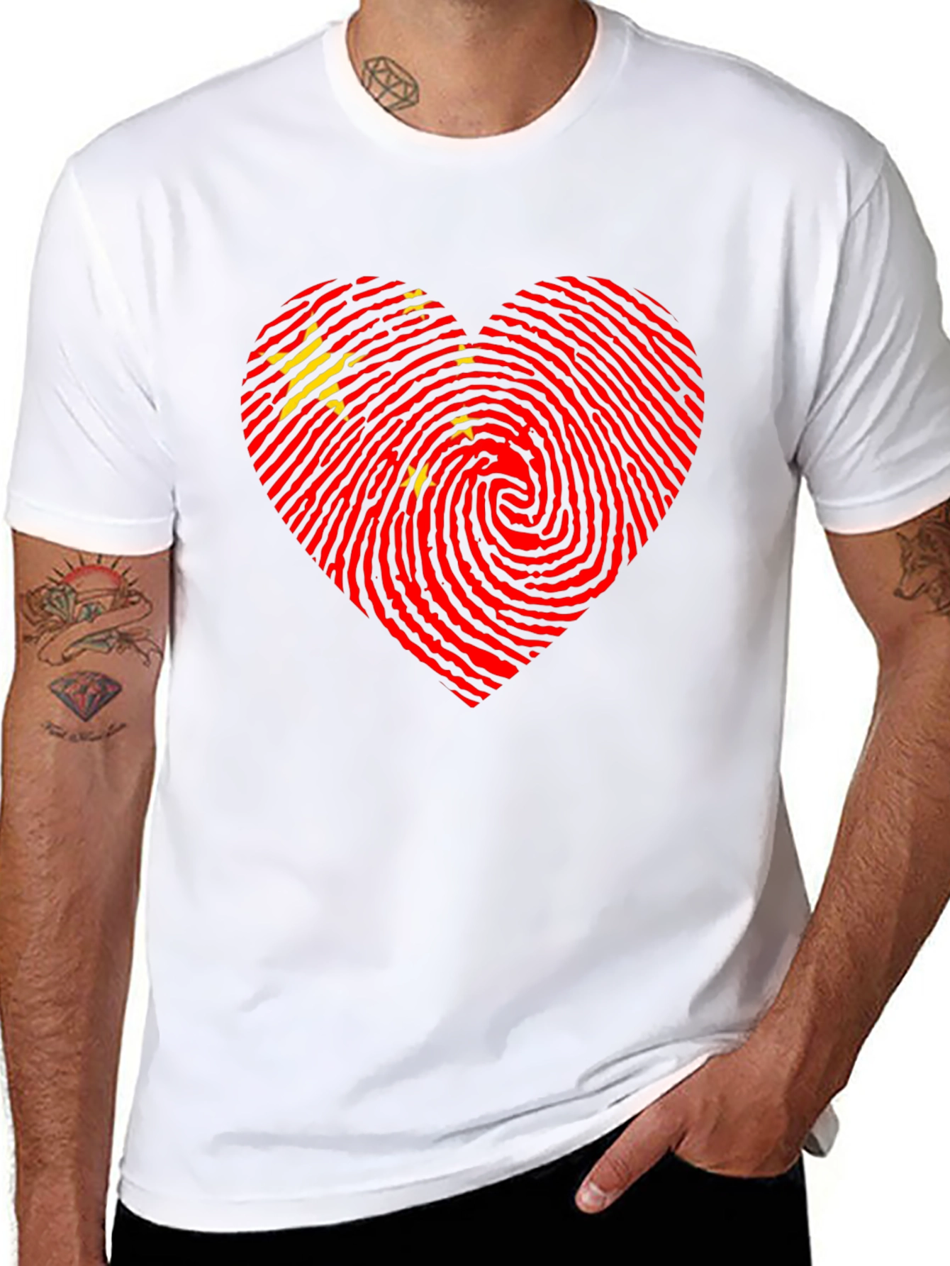 Black China Flag Heartbeat T-Shirt | Patriotic Pride view 8