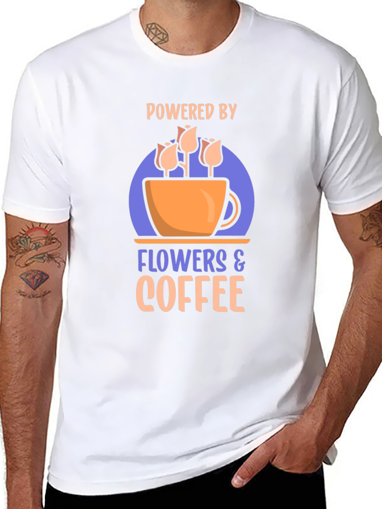 Black Powered by Flowers & Coffee Graphic Tee view 8