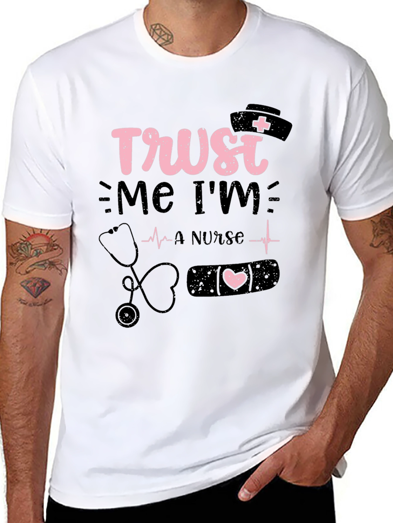 Black Trust Me I'm a Nurse T-Shirt view 8