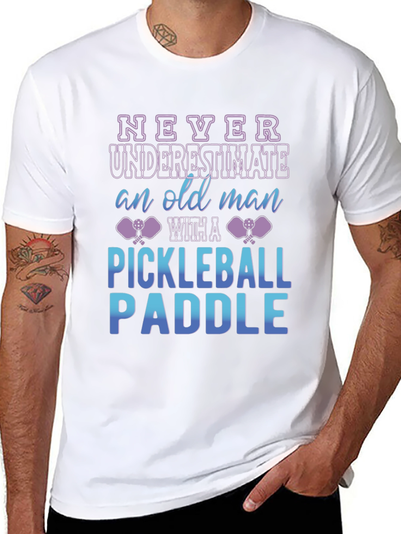 Black Funny Pickleball Old Man T-Shirt view 8