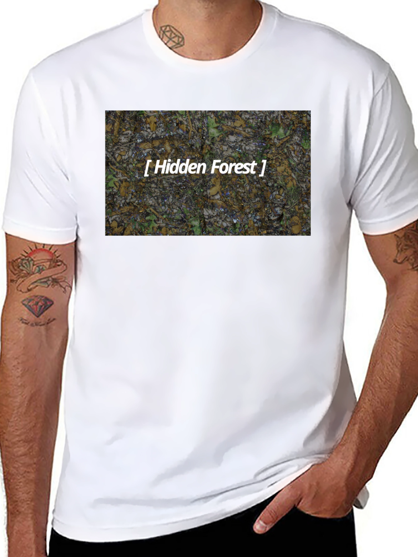 Black Hidden Forest T-Shirt - Nature Inspired Graphic Tee view 8