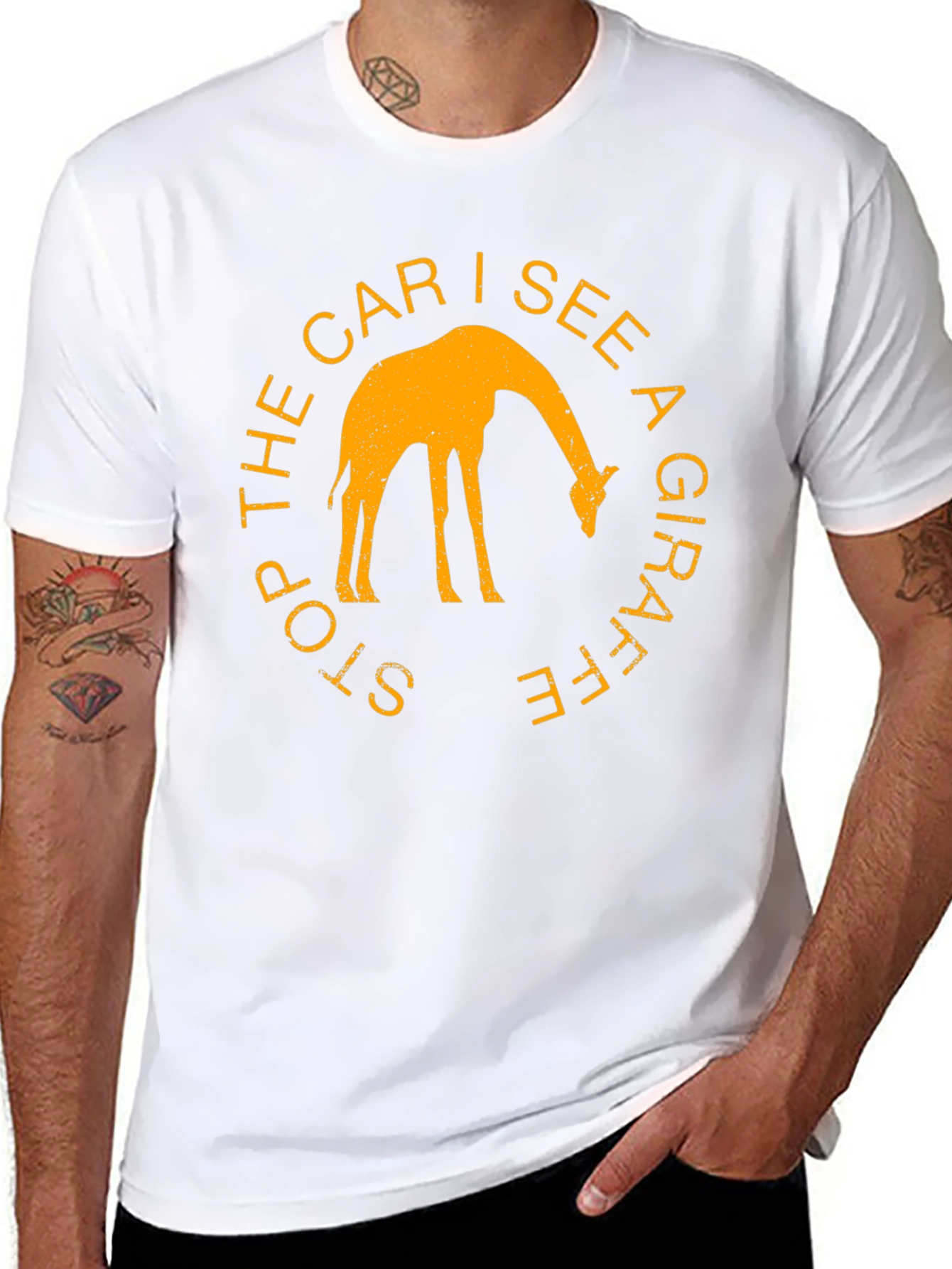 Black Giraffe Graphic Tee - Stop The Car I See A Giraffe Black Shirt view 8