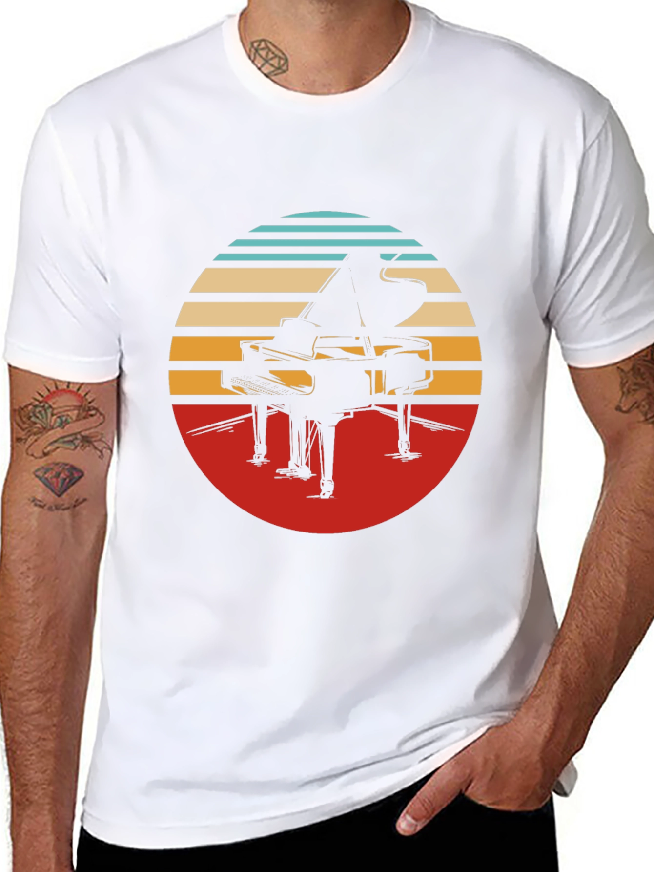 Retro Piano Graphic Tee - Stylish Comfort - 8