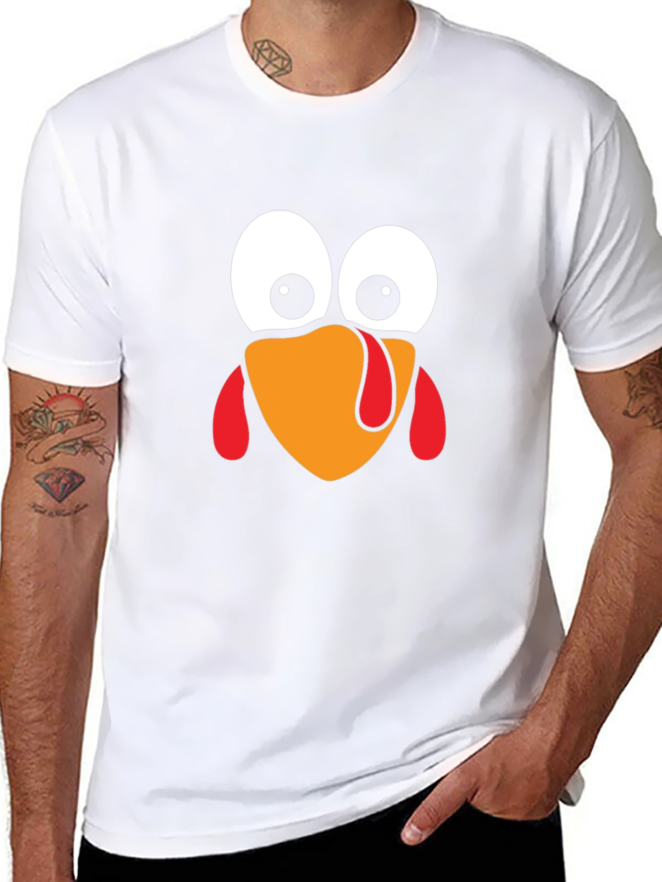 Black Funny Turkey Face Thanksgiving Black T-Shirt view 8