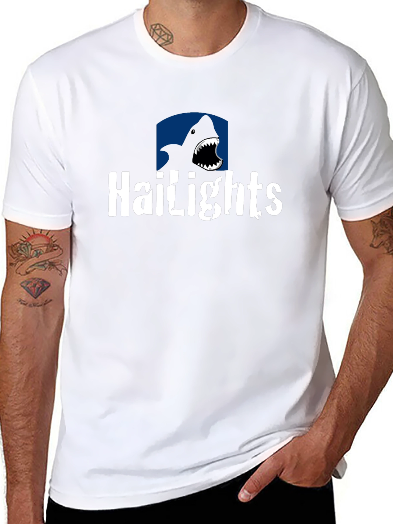 Black Hailights Shark T-Shirt - Black Cotton Tee view 8