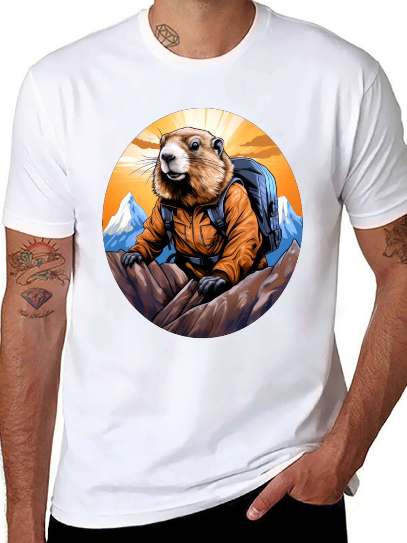 Black Hiking Marmot T-Shirt - Mountain Adventure view 8