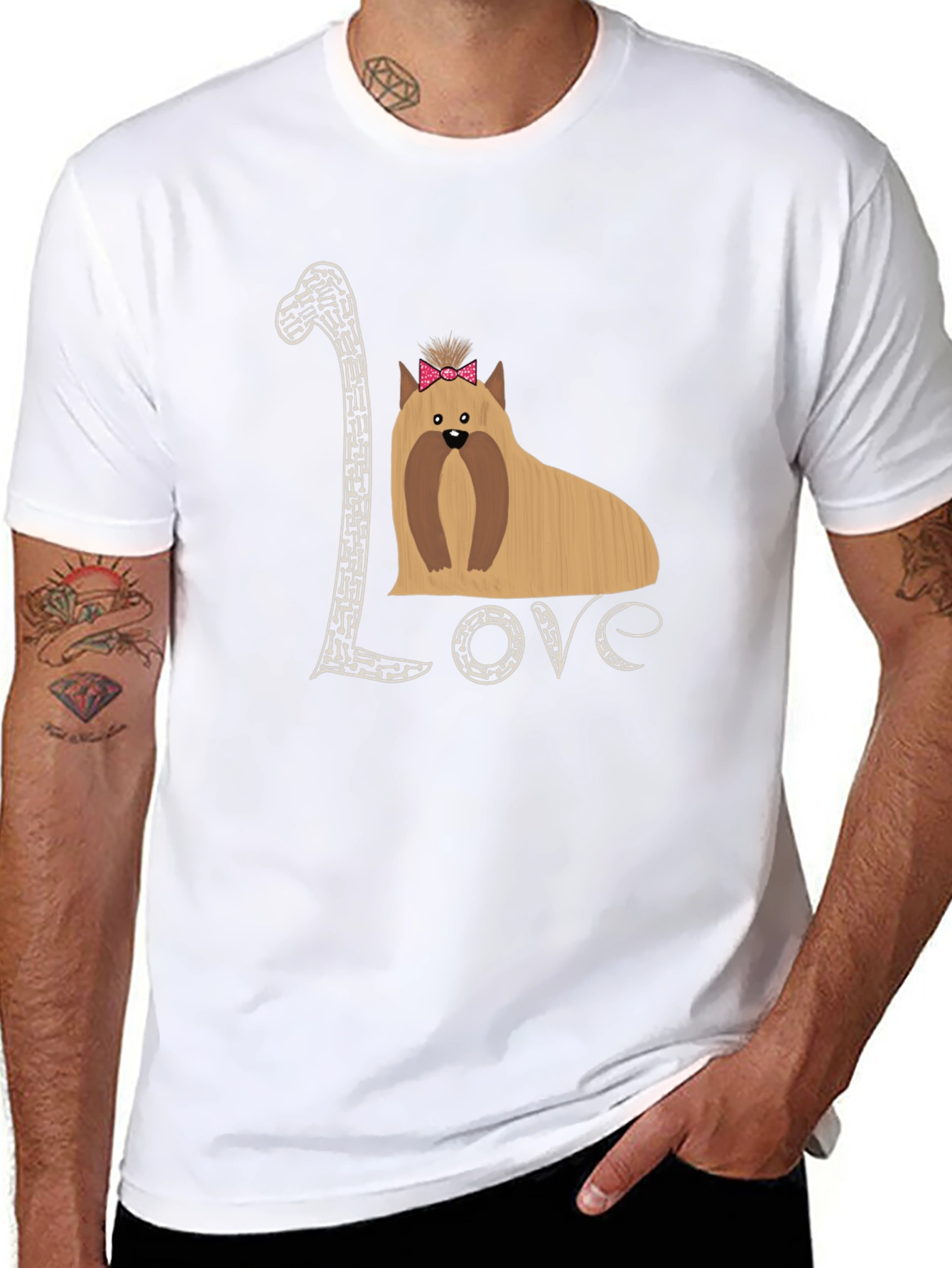 Black Love Yorkshire Terrier Black T-Shirt view 8