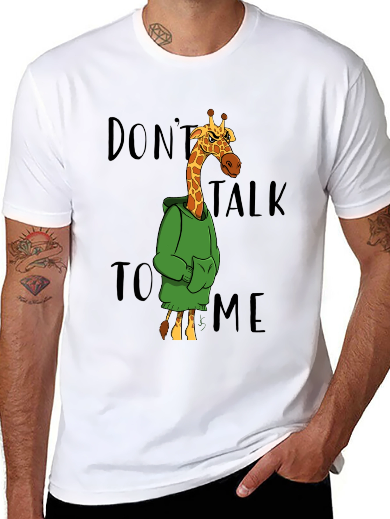 Black Don't Talk to Me Giraffe Graphic T-Shirt view 8
