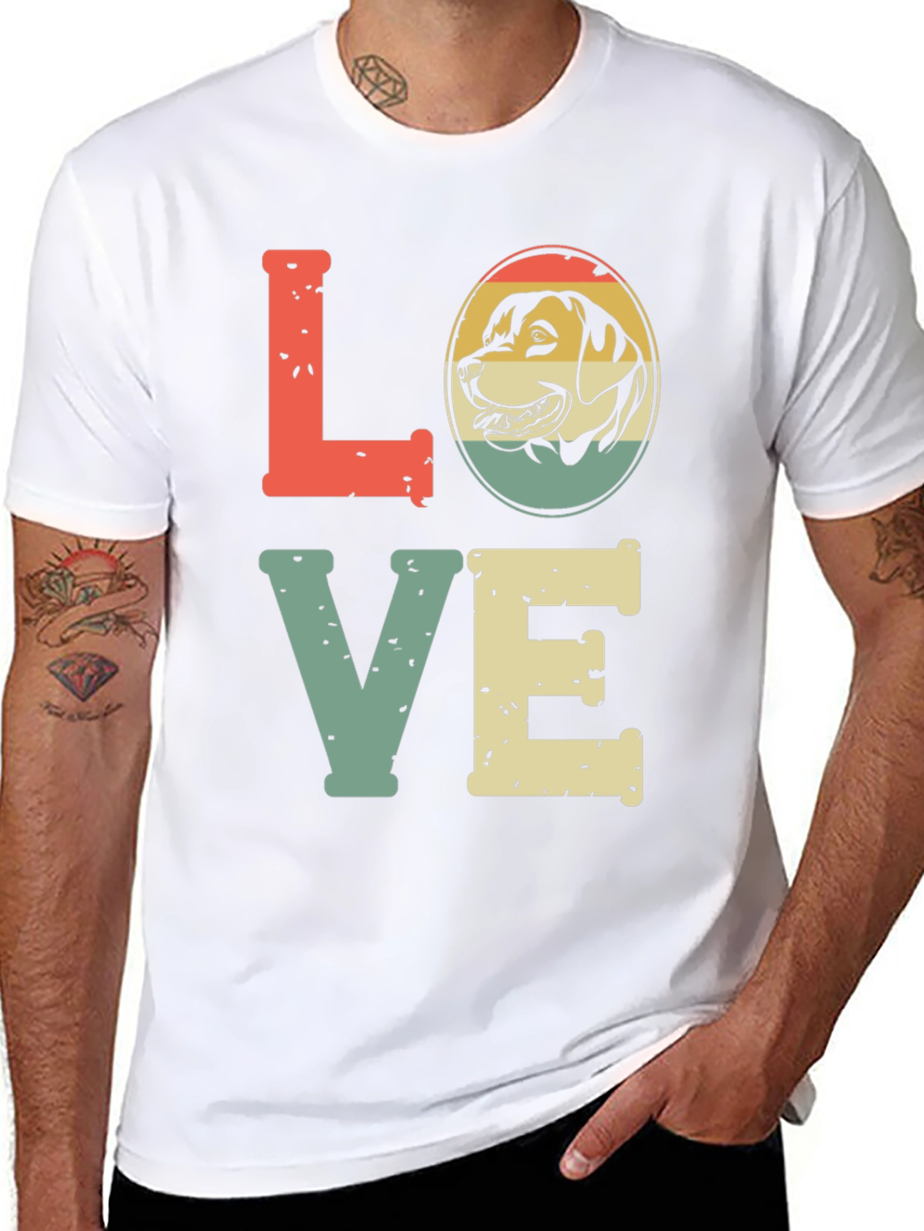 Black Retro Dog Lover T-Shirt - "LOVE" Design view 8