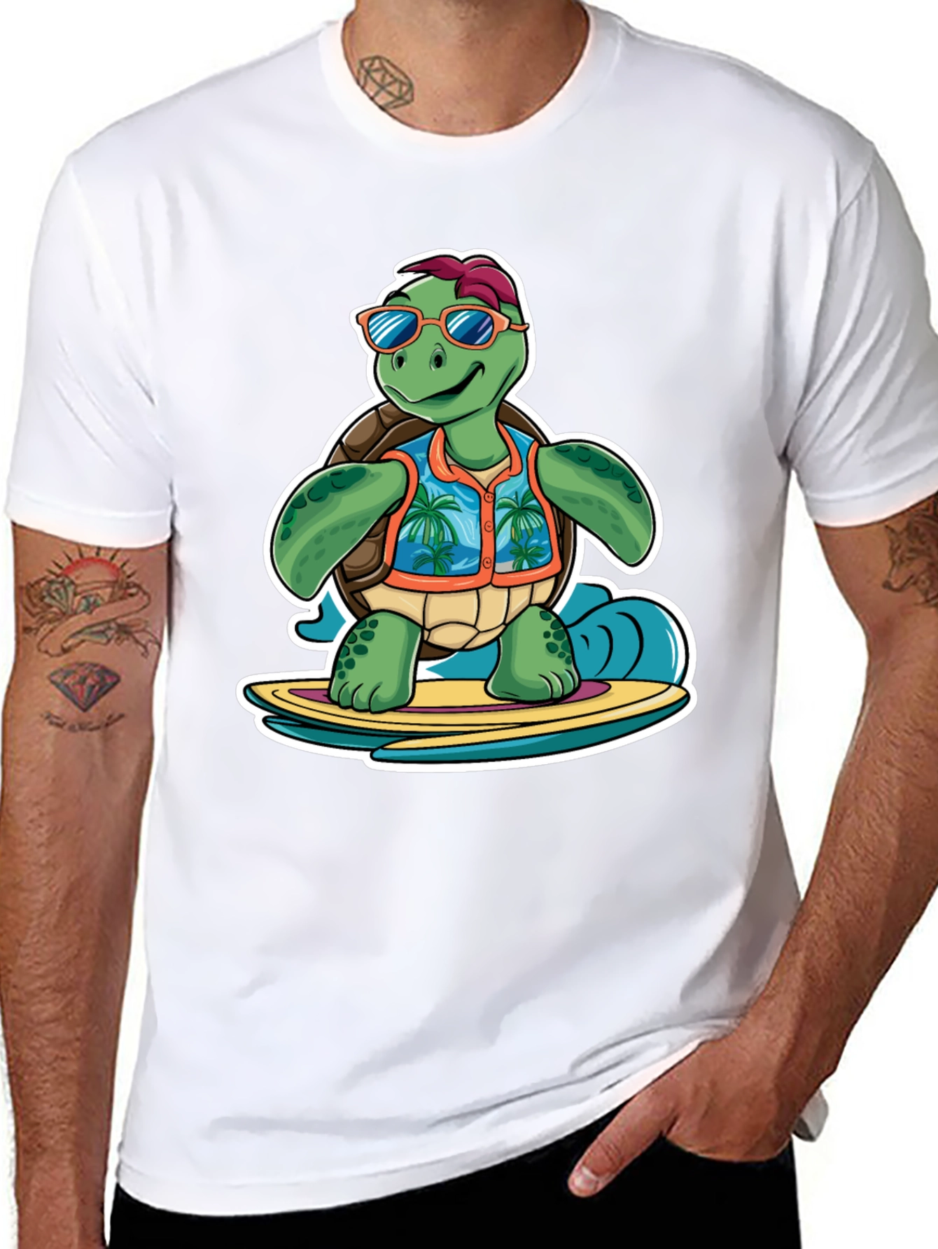 Black Surfing Turtle Graphic Tee - Summer Vibes view 8