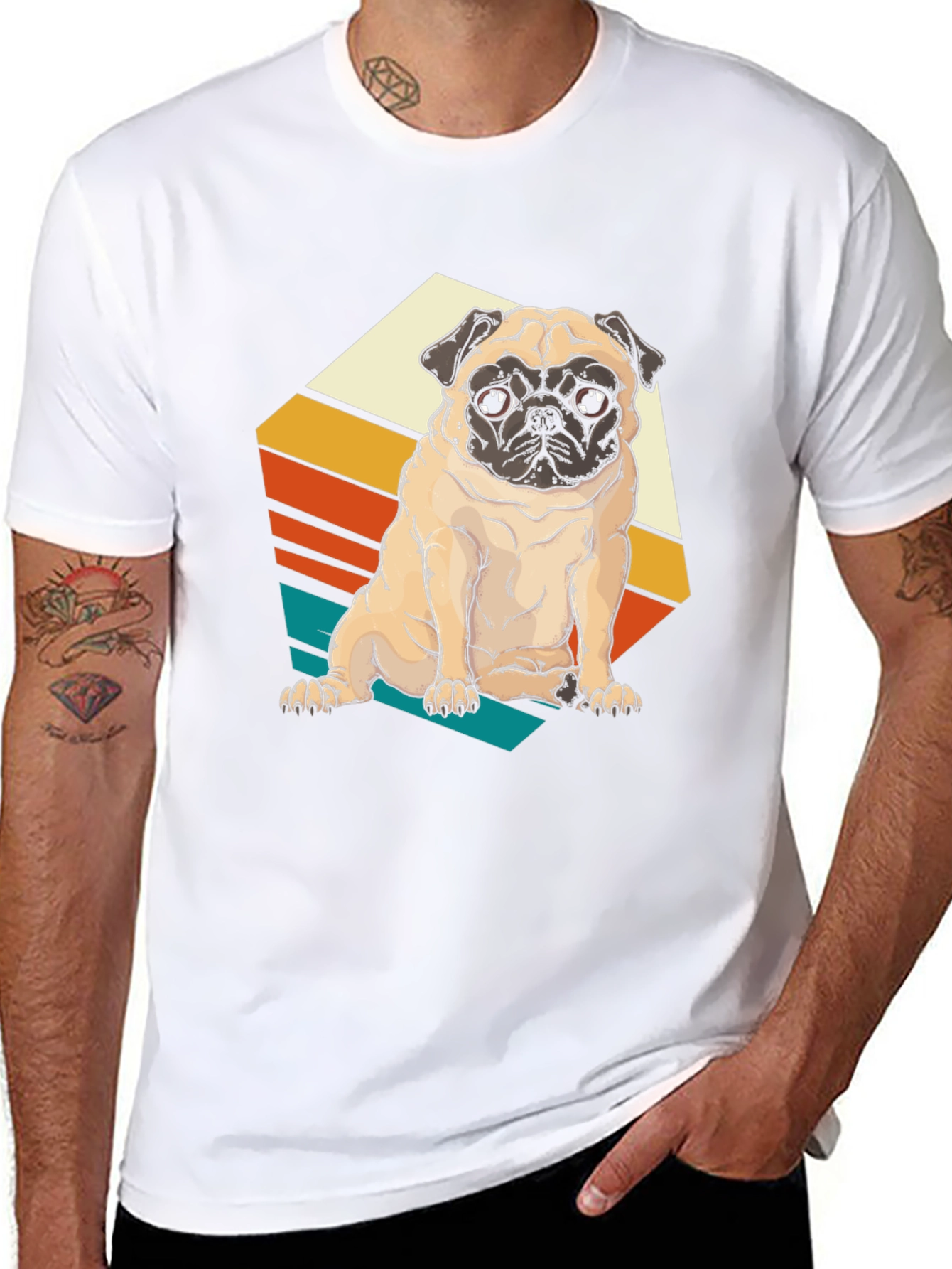 Black Retro Pug T-Shirt - Vintage Dog Lover Tee view 8