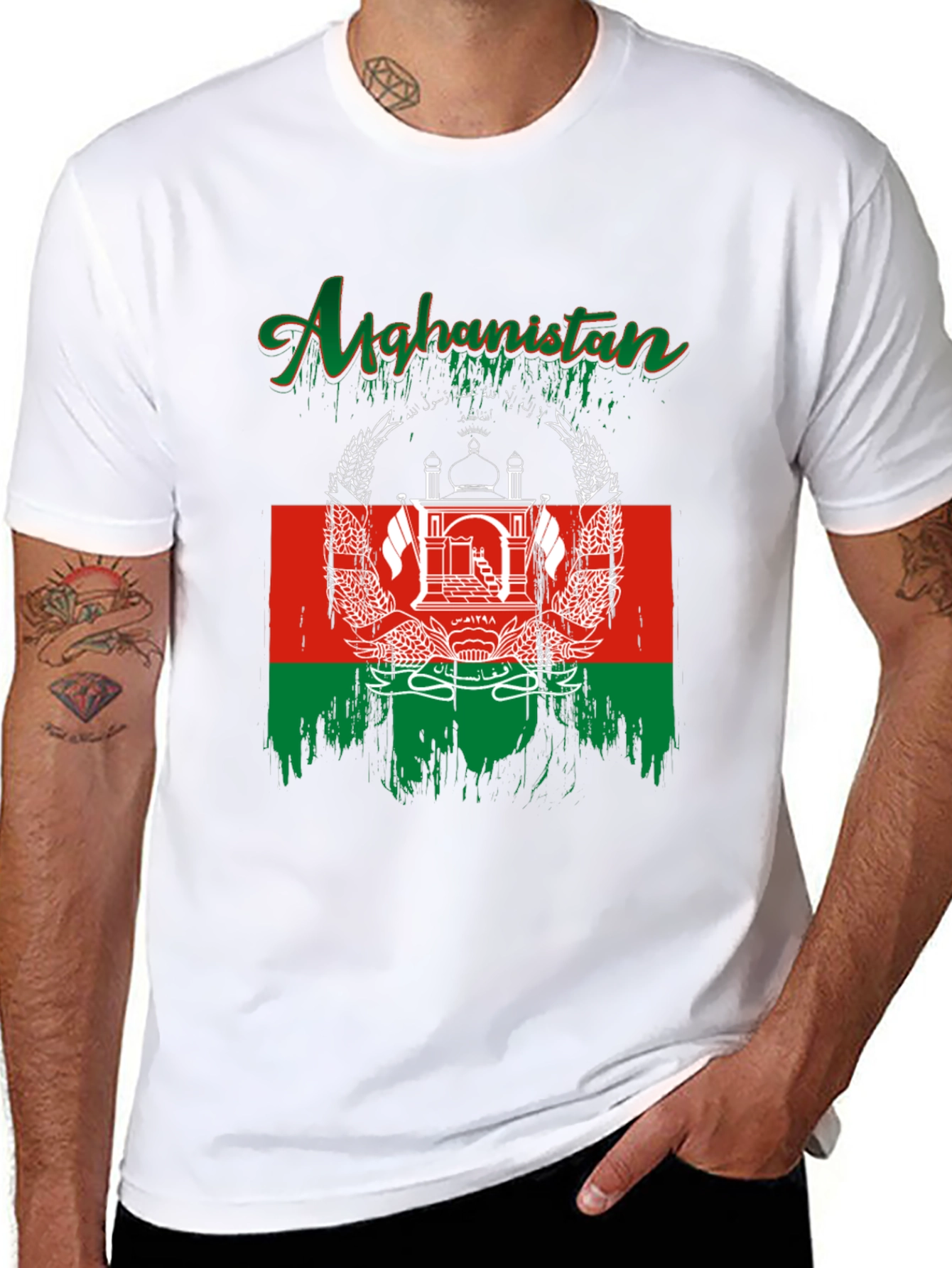 Black Afghanistan Flag T-Shirt - Patriotic Graphic Tee view 8