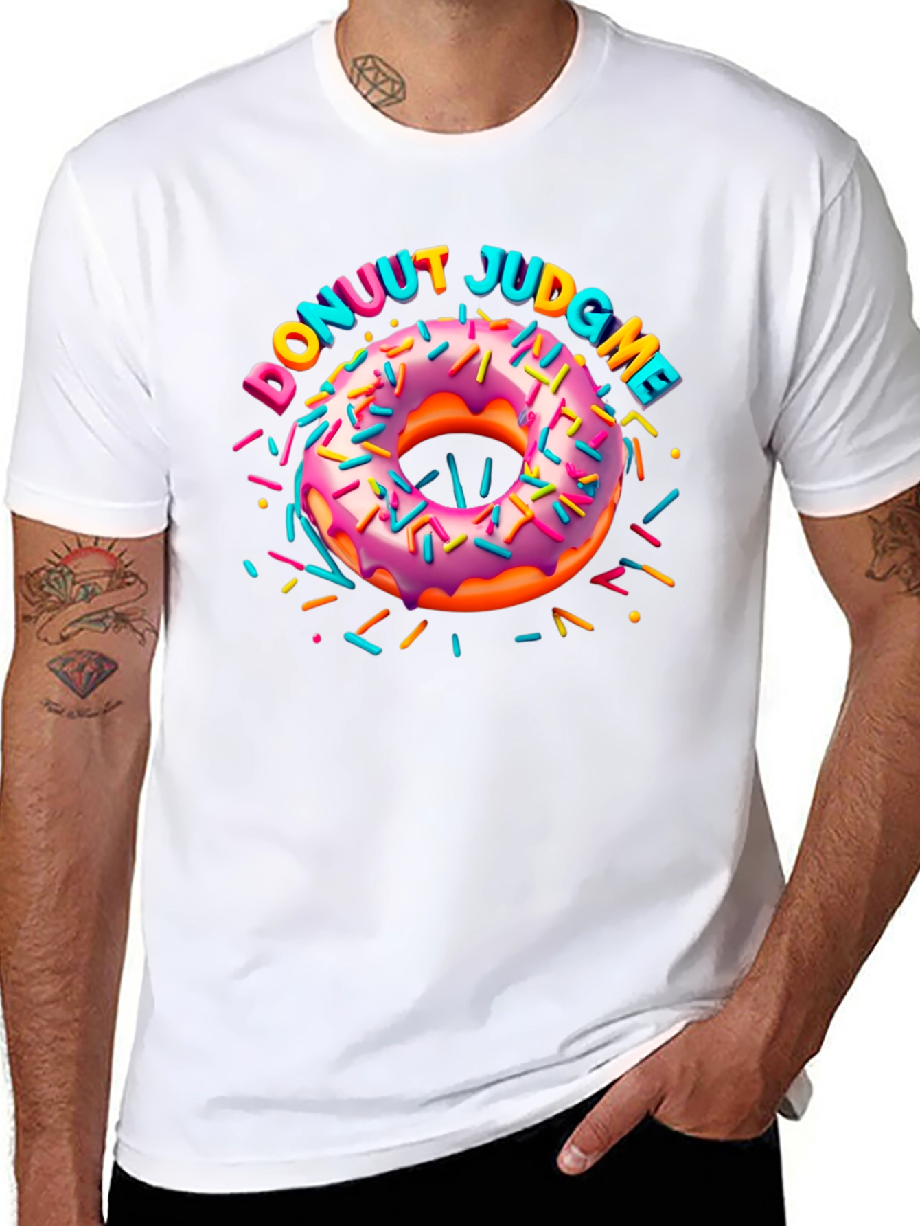 Black Donuut Judge Me Novelty Graphic T-Shirt view 8