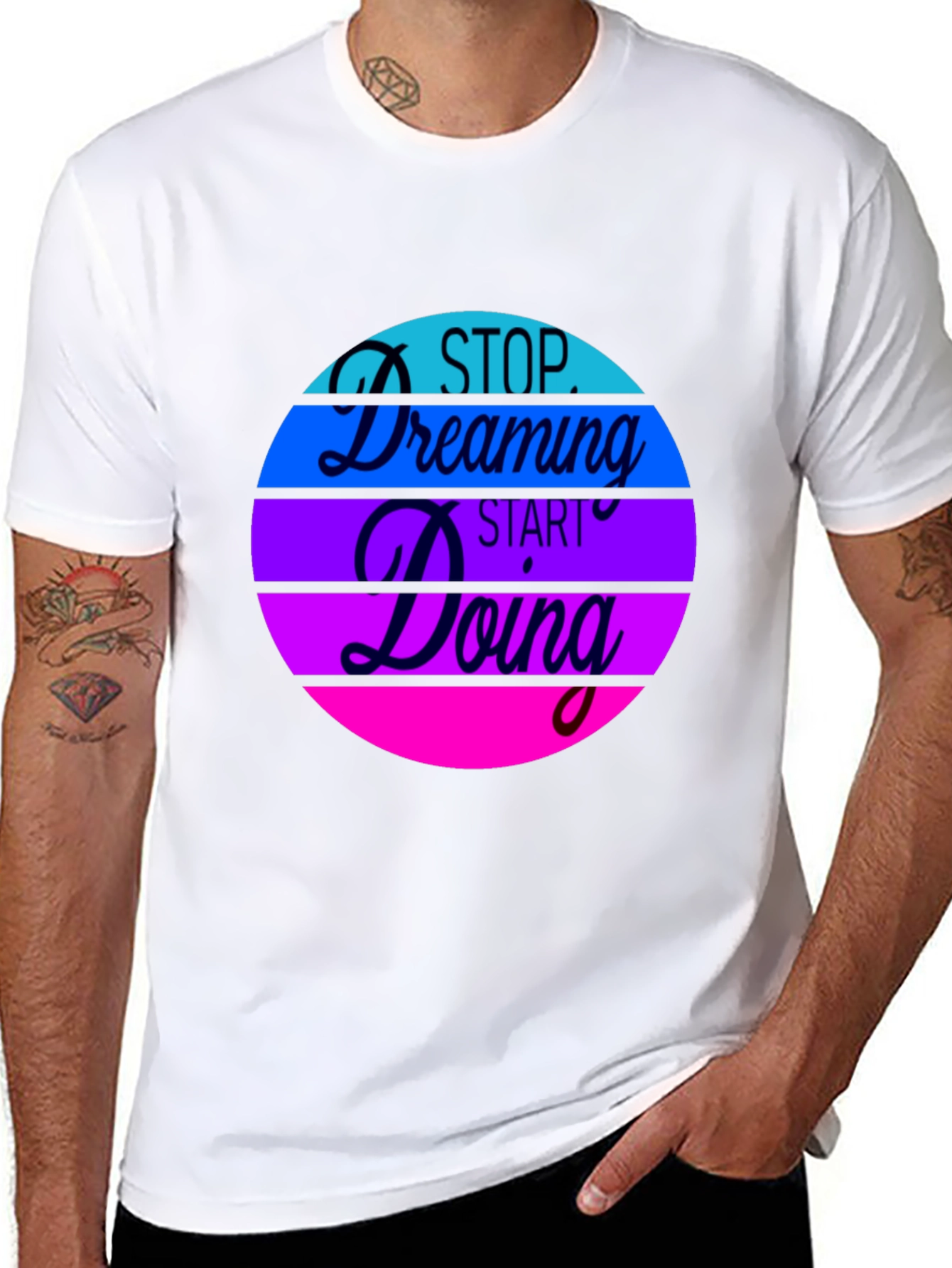 Black Inspirational Graphic Tee - Stop Dreaming Start Doing view 8