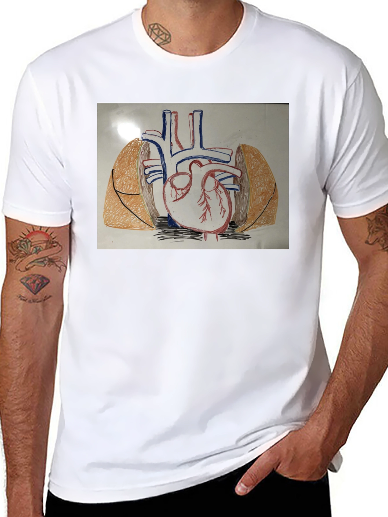 Black Anatomy Heart T-Shirt - Black Cotton Graphic Tee view 8