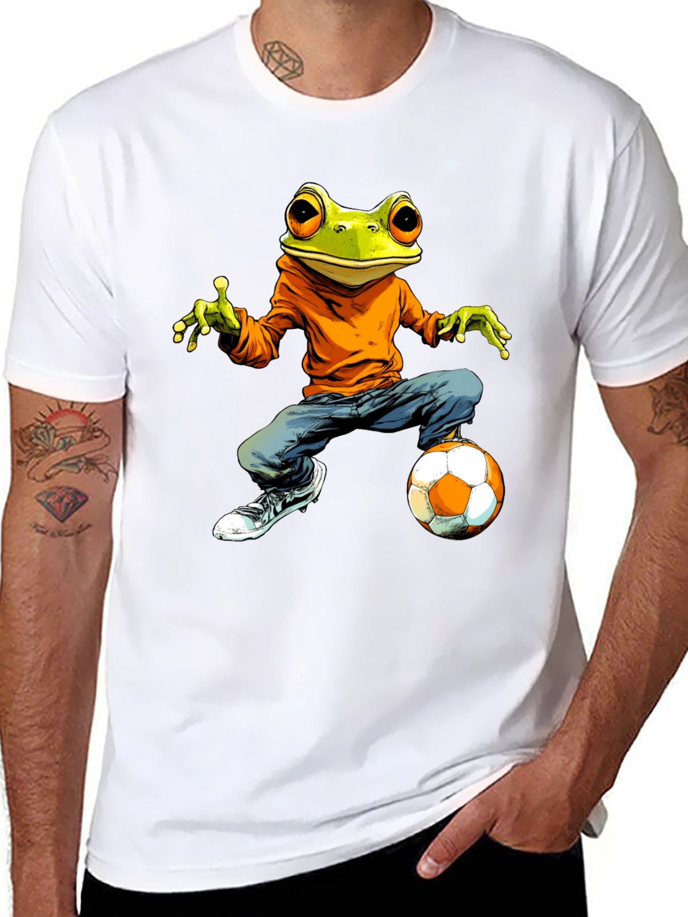 Black Frog Soccer Player Graphic Tee view 8