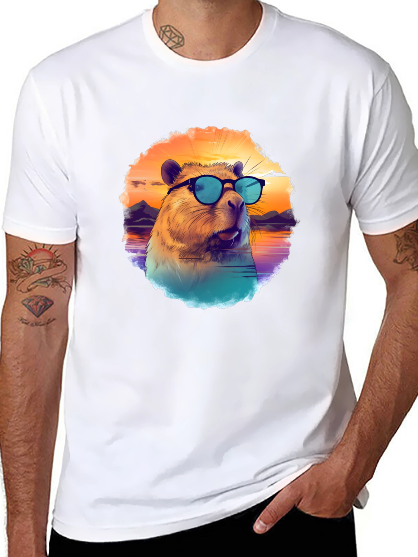 Black Cool Capybara T-Shirt view 8