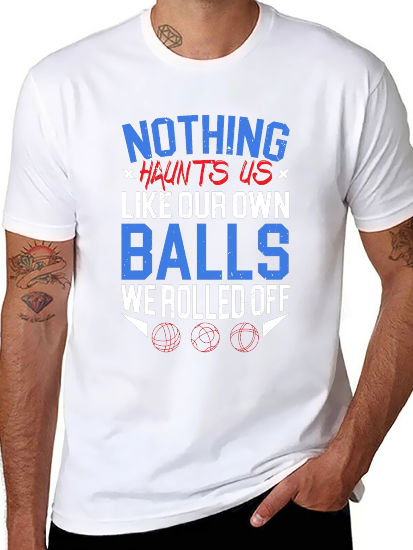 Black Nothing Haunts Us T-Shirt Funny Balls Graphic Tee view 8