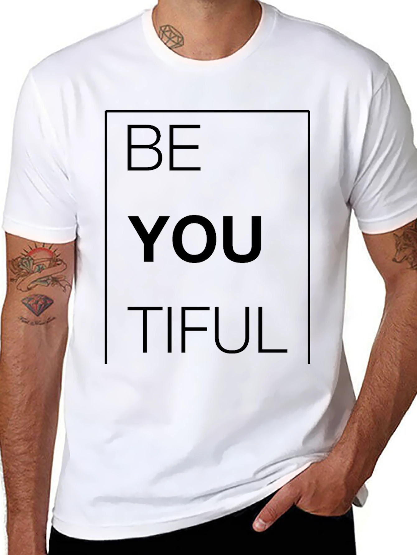 Black Be You Tiful Graphic Tee - Black Casual Shirt view 8