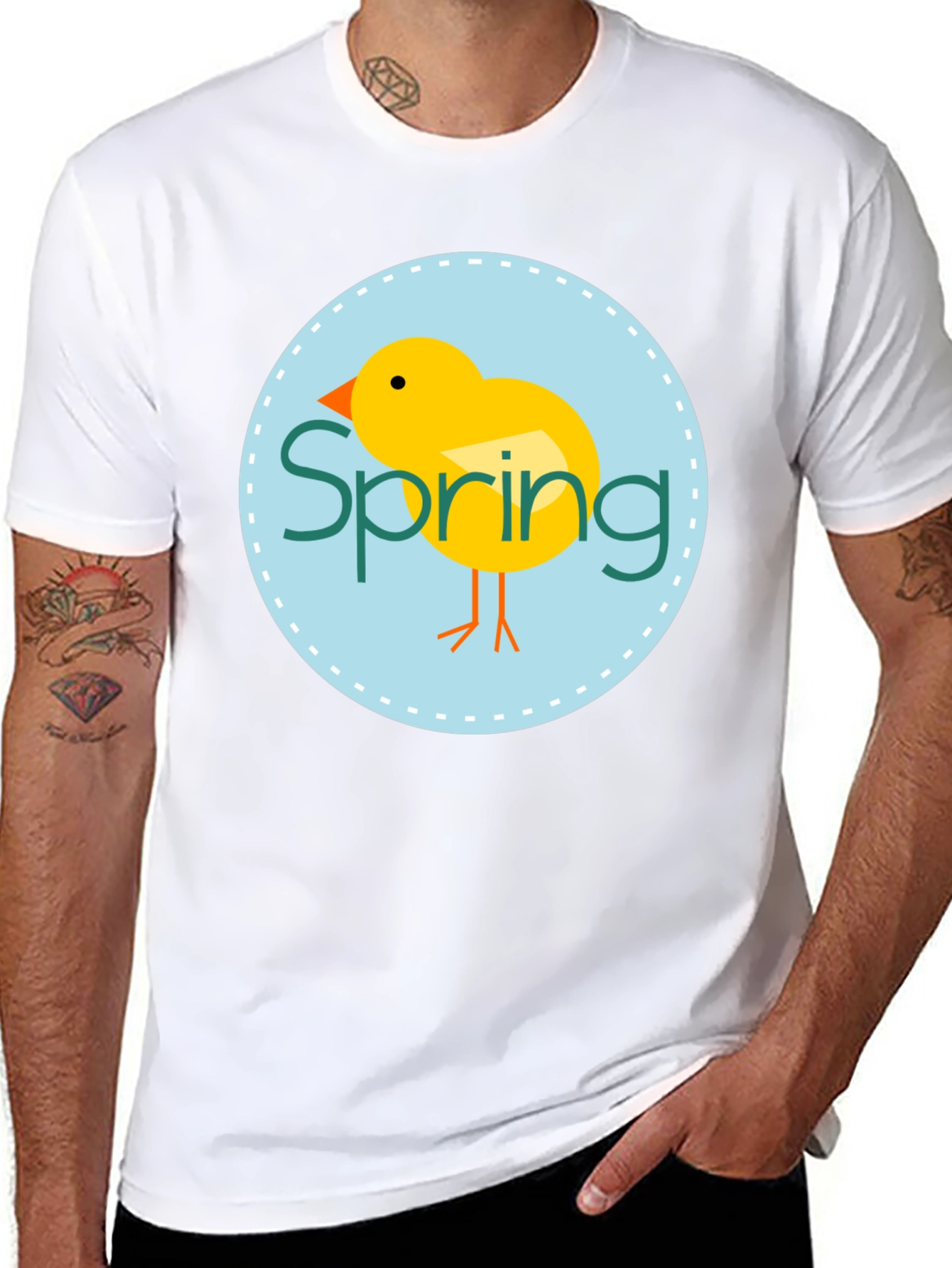 Black Spring Chick Graphic Tee - Unisex Black T-Shirt view 8