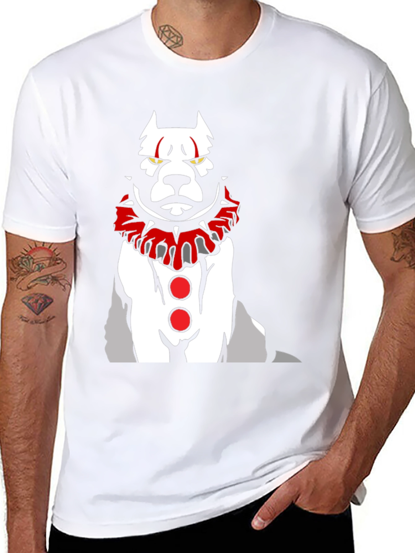 Black Scary Clown Dog Graphic T-Shirt view 8