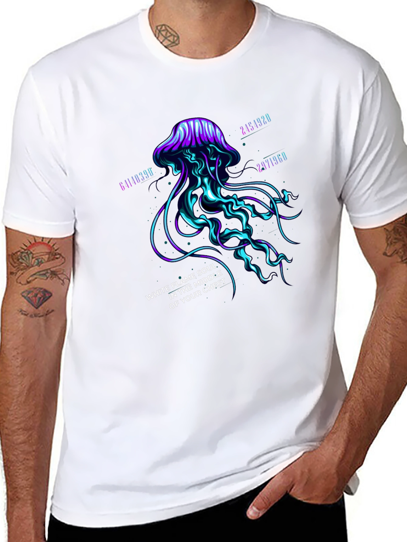 Black Mystic Jellyfish Graphic Tee - White Flame Soul Shirt view 8