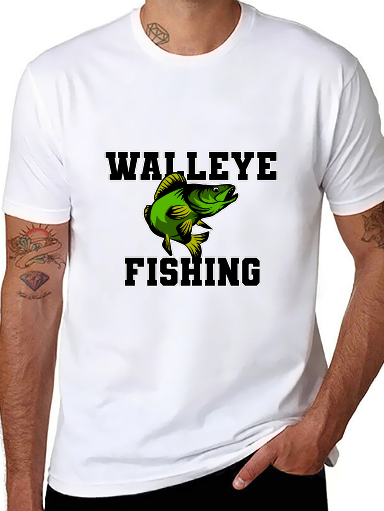Black Walleye Fishing Graphic Tee - Black Cotton Blend Shirt view 8