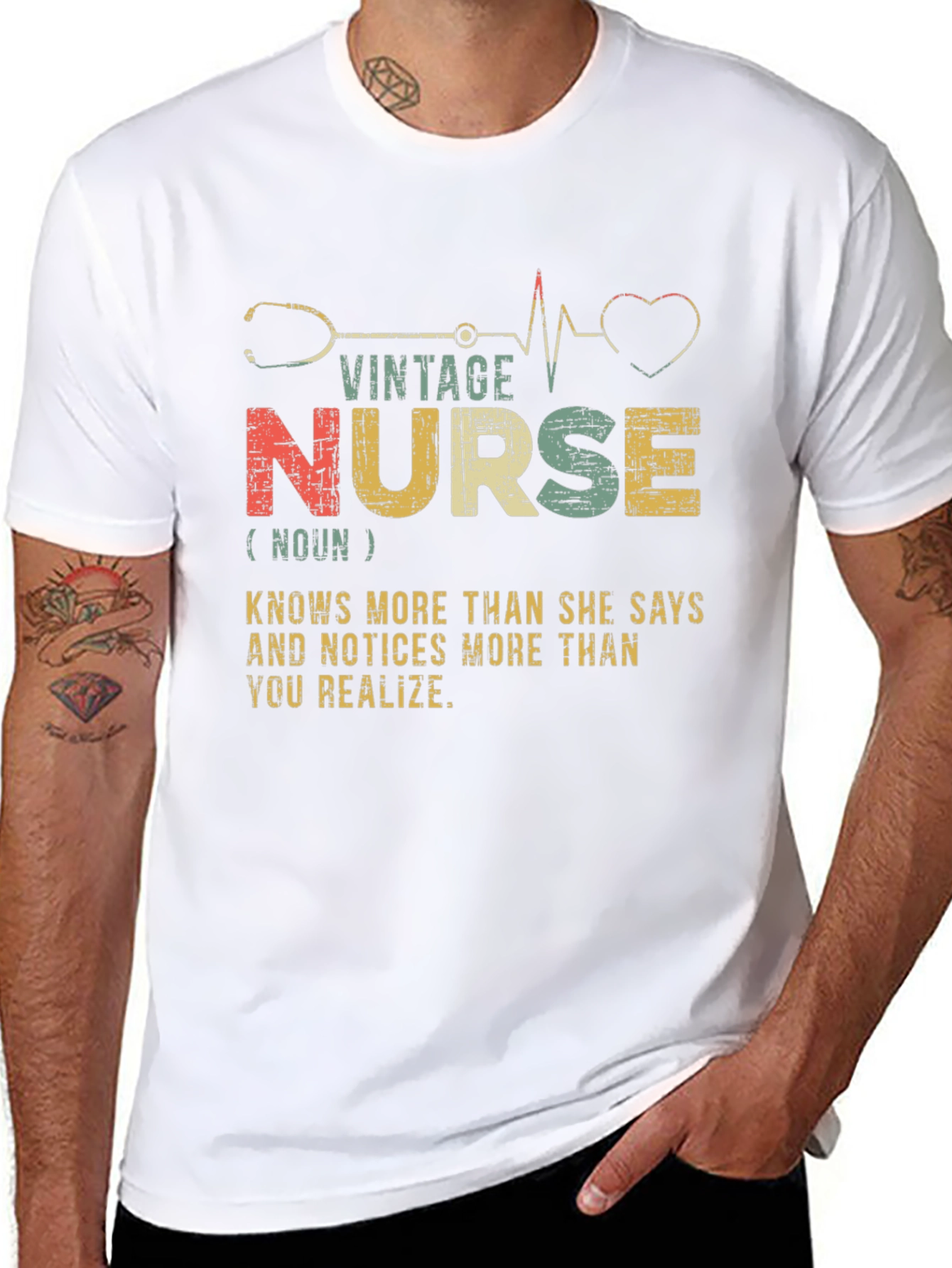 Black Vintage Nurse T-Shirt - Knows More Than She Says! view 8
